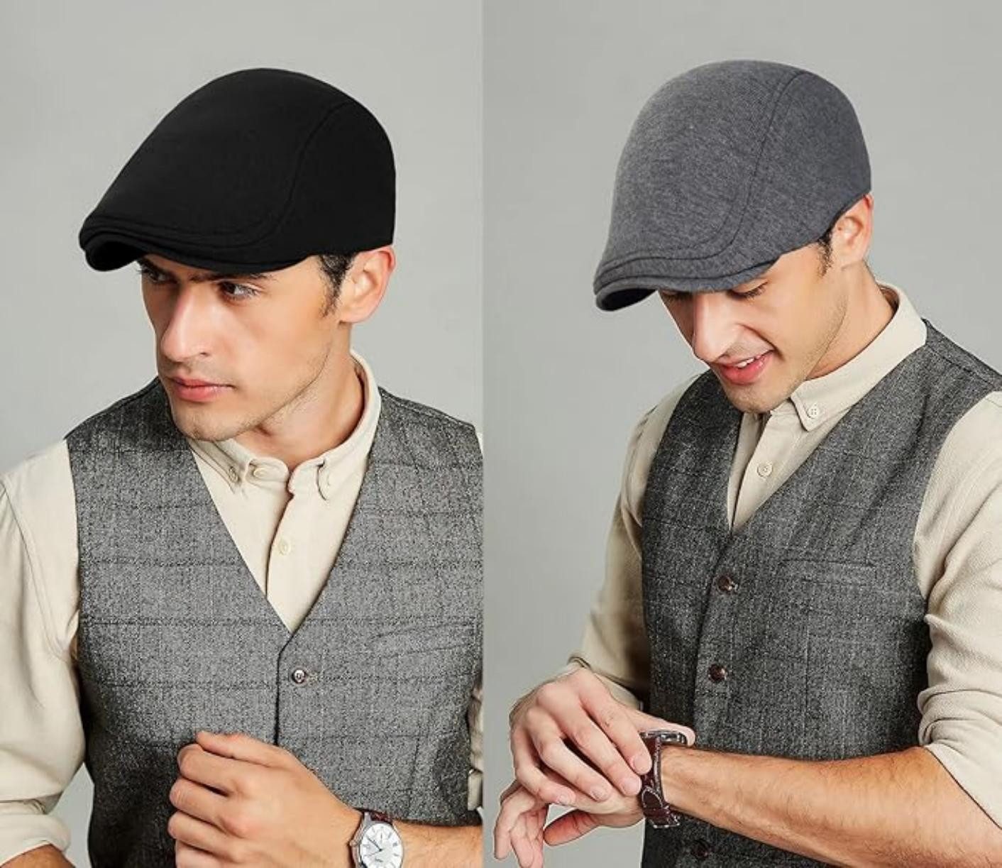 Bwecuy Flat Cap Schiebermütze Herren Barett Cap Herbst