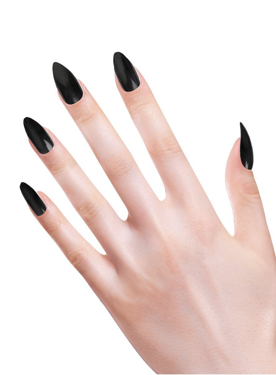 Widdmann Искусственные ногти Stiletto Fingernägel schwarz, Künstliche Fingernägel zum Aufkleben