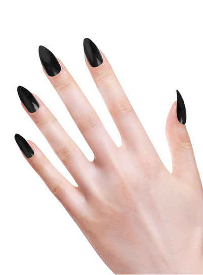 Widdmann Kunstfingernägel Stiletto Fingernägel schwarz, Künstliche Fingernägel zum Aufkleben