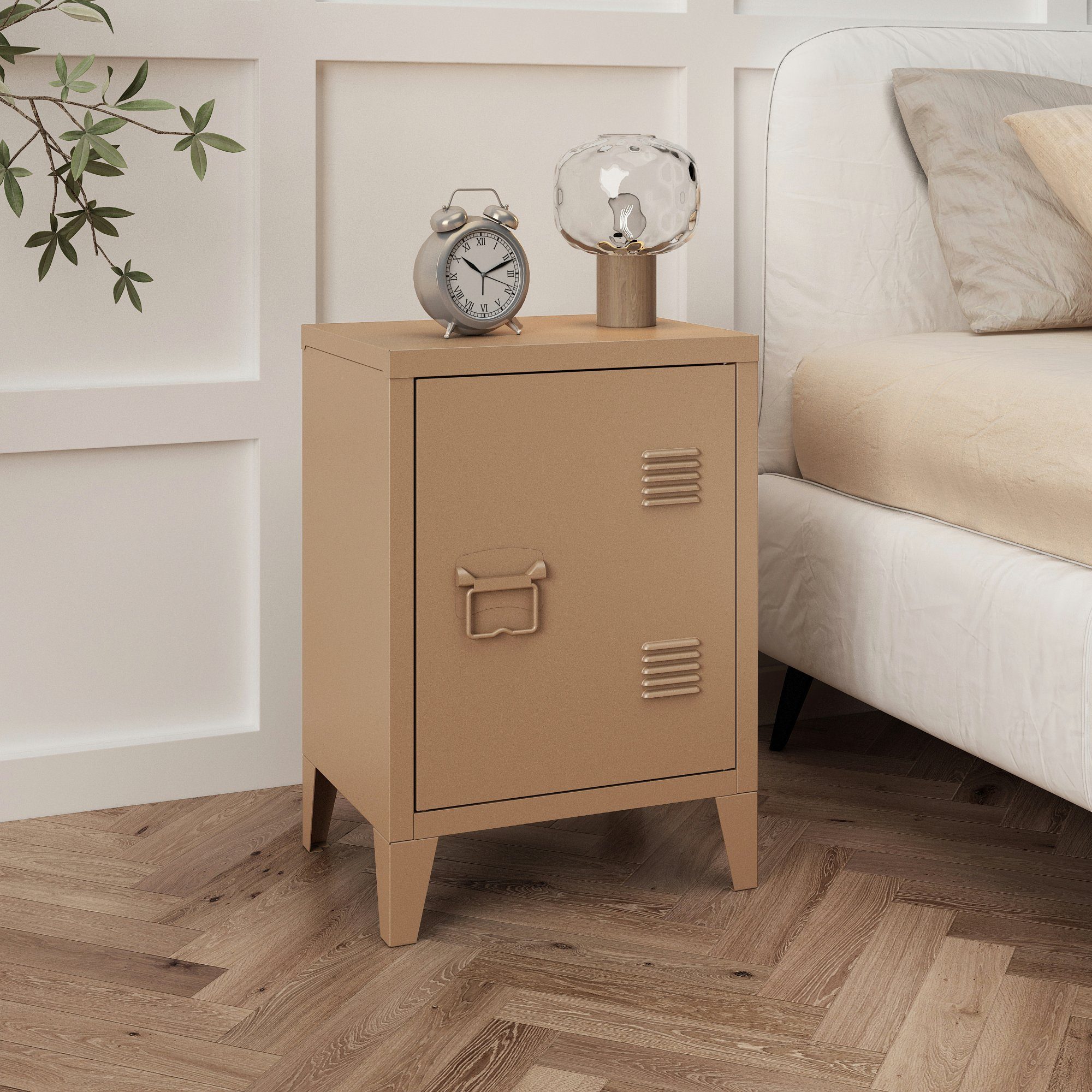 en.casa Nachtschrank (1-St) »Inari« mit Türgriff links Stahl 57 x 40 x 30 c günstig online kaufen