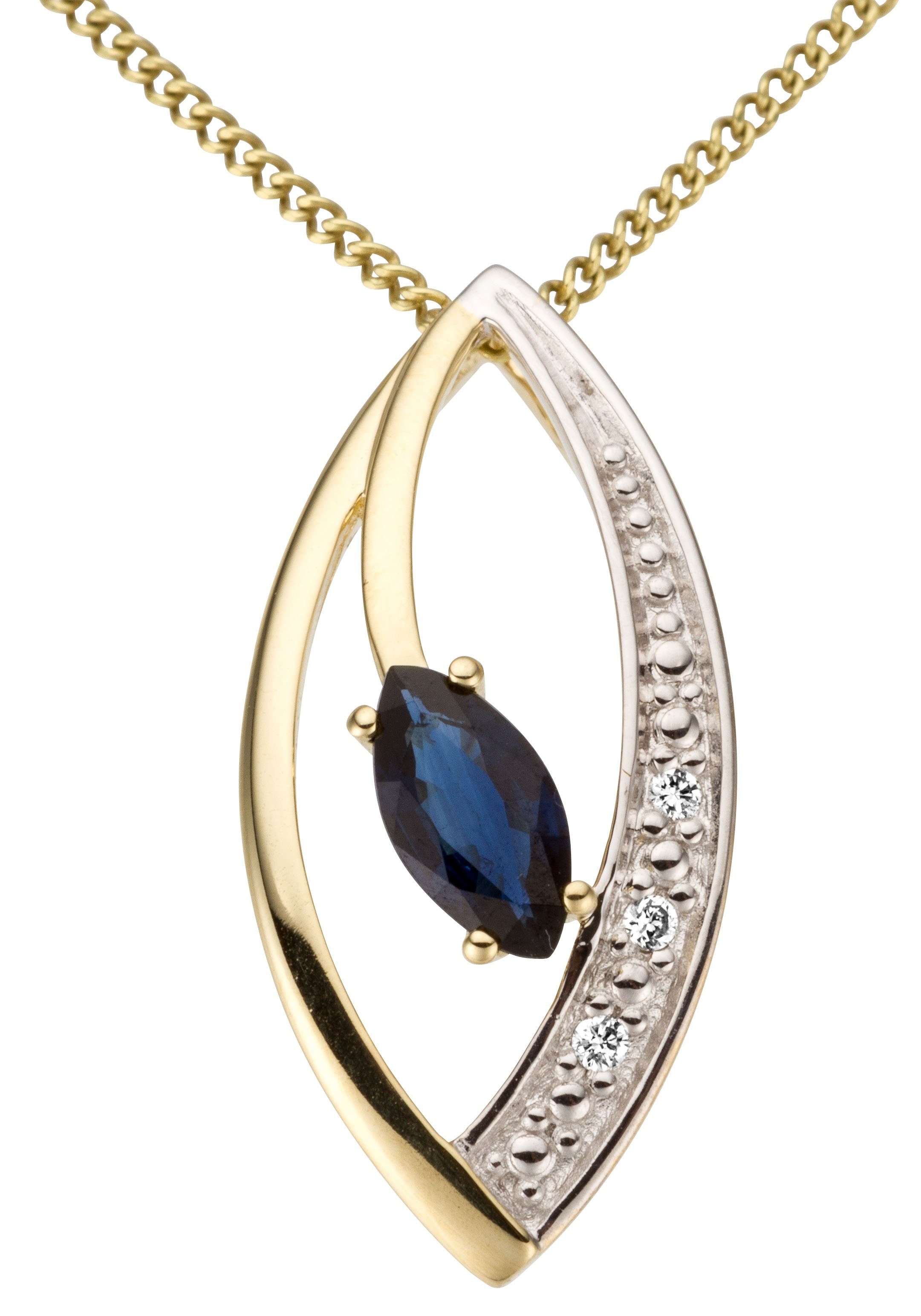 Firetti Kettenanhänger Schmuck Geschenk Gold 333 Halsschmuck Anhänger für Halskette Saphir, mit Saphir - mit Brillanten