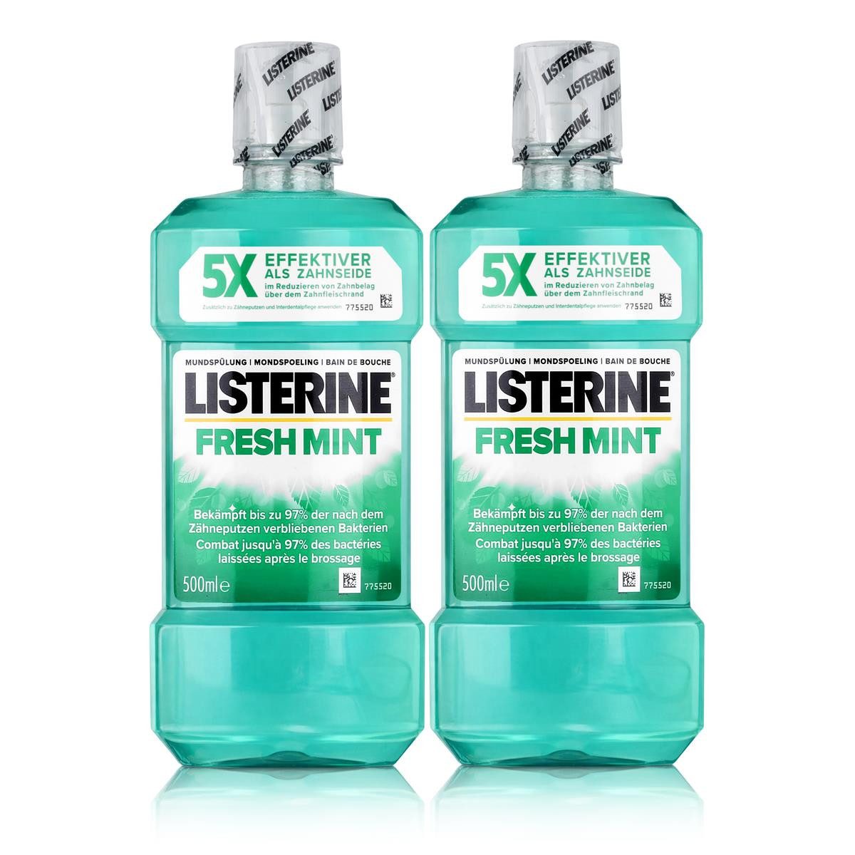 Listerine Mundspülung Listerine Fresh Mint 500ml - Für die tägliche Mundspülung (2er Pack)