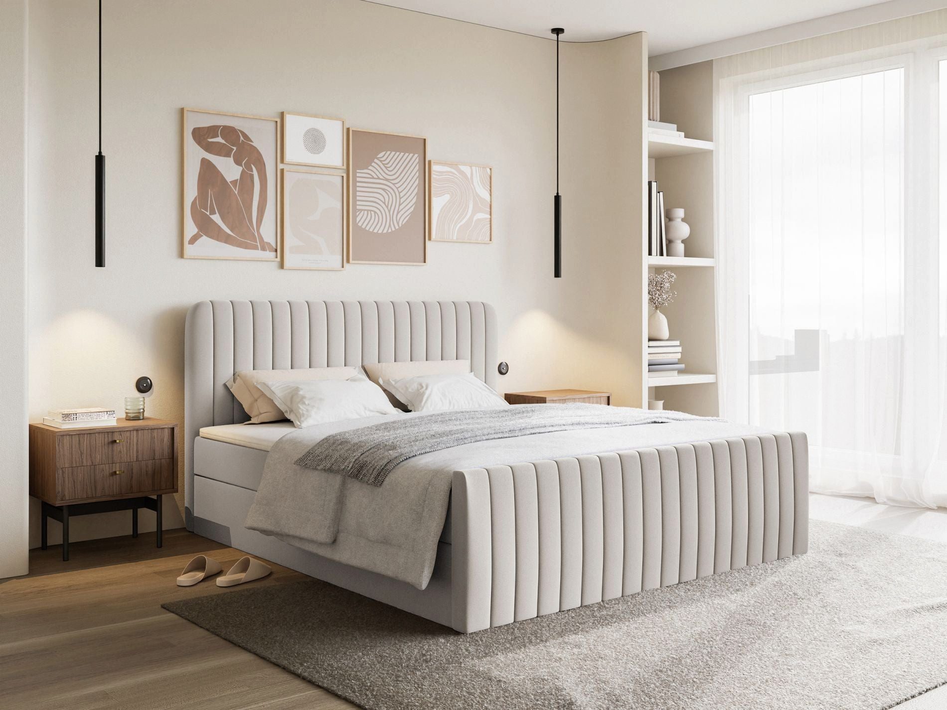 Selsey Boxbett SALIANO, Polsterbett mit Bettkasten, Matratze & Topper, Samt oder Chenille