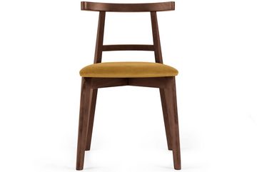 Konsimo Holzstuhl Esstischstühle LILIO, Holzstühle, Polsterstühle 2 St., hergestellt in der EU, Vintage-Stil, Massivholzrahmen aus Buche