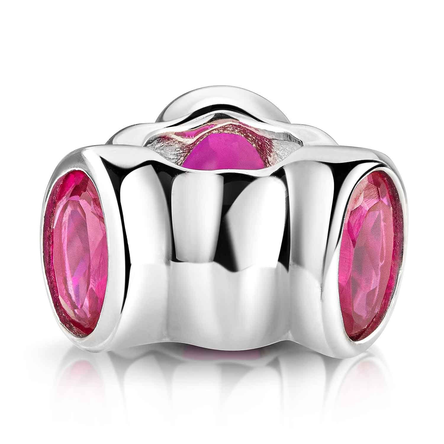 Materia Silber Zirkonia Magenta 925 Element 873, Charms Bead Pink Sterling