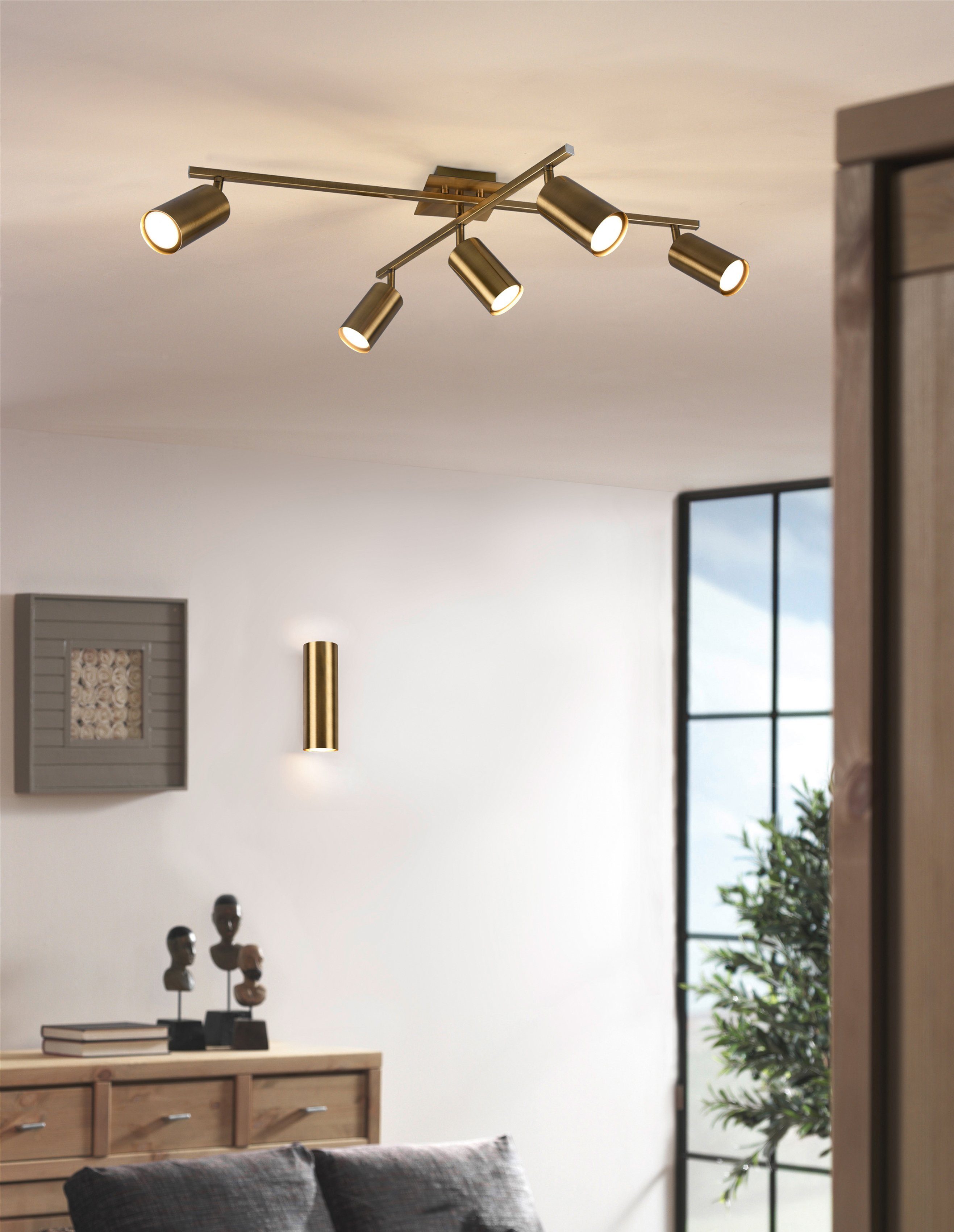 TRIO Leuchten Wandleuchte Marley, ohne Leuchtmittel, GU10 Leuchtmittel frei wählbar; altmessing Optik, Höhe 18cm