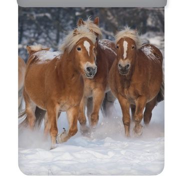 Kinderbettwäsche Pferde Flanell Trendy Bedding, ESPiCO, Flanell, 2 teilig, Pferde, Schnee