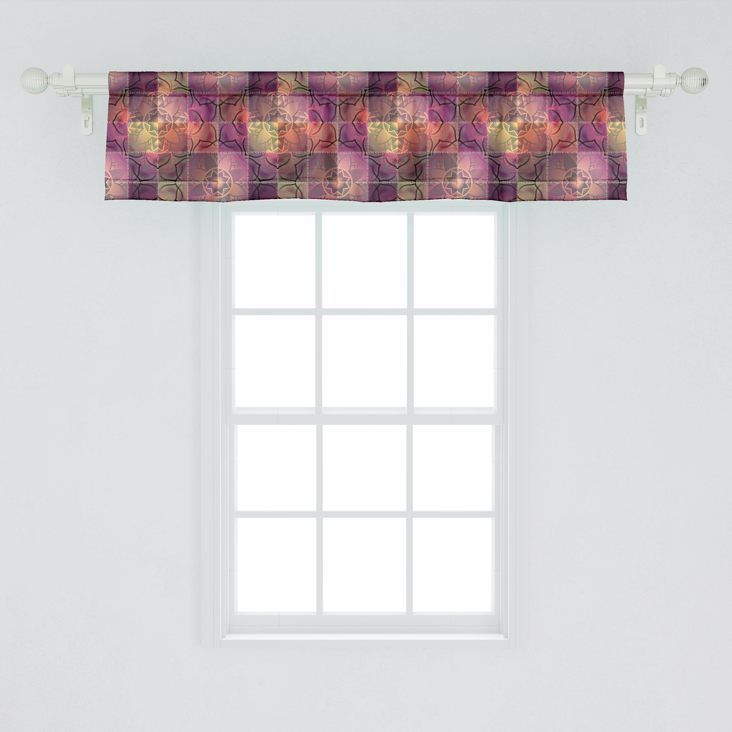 Volant Abakuhaus, Dekor Ethnisch Moderne Microfaser, Vorhang Schlafzimmer für Küche Scheibengardine Stangentasche, Mandala-Motiv mit