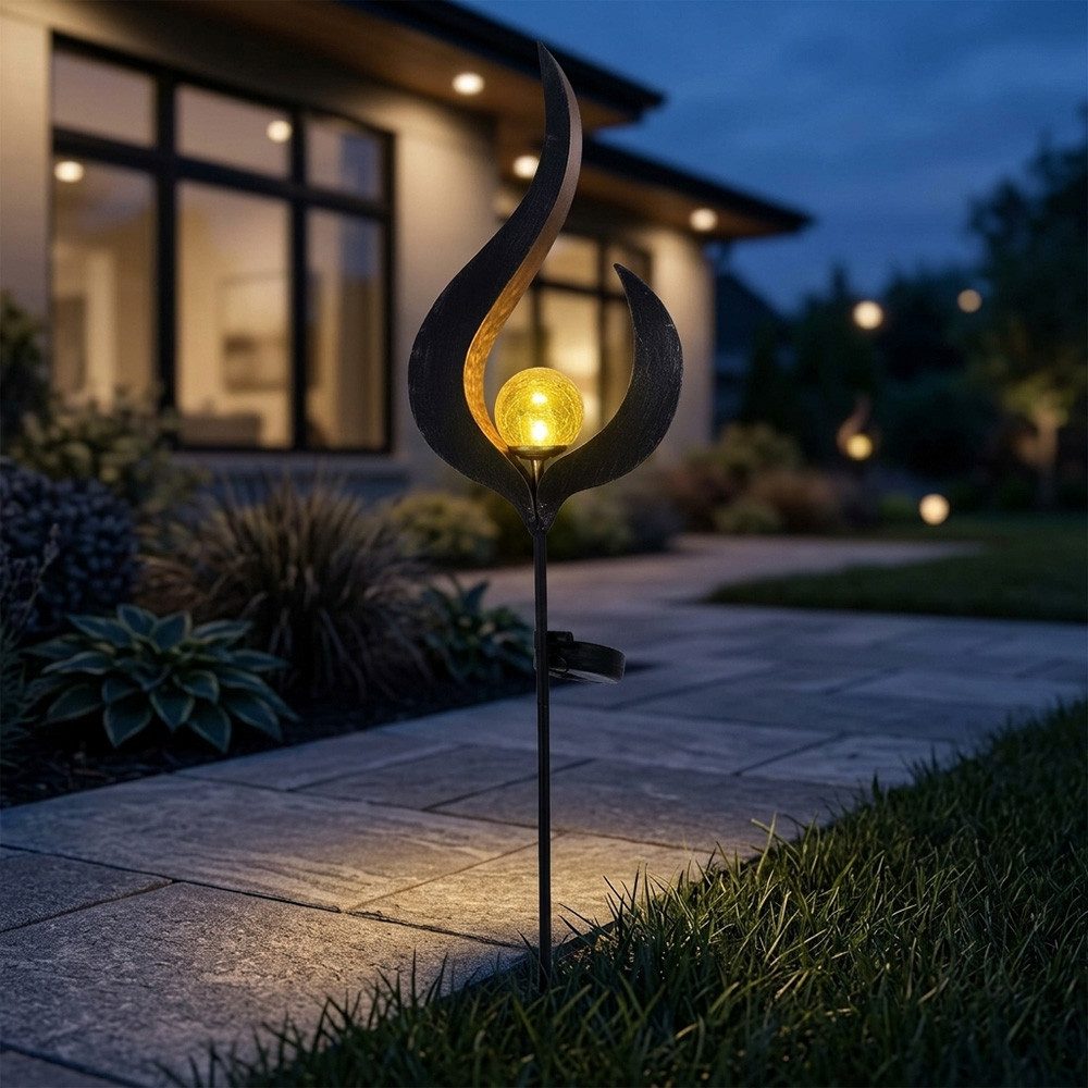 GLOBO LIGHTING Außen-Stehlampe, LED-Leuchtmittel fest verbaut, Warmweiß, Design LED Solar Leuchte Außen Beleuchtung Dekoration Steck Lampe