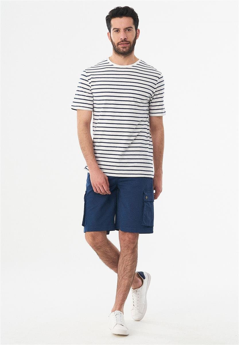 ORGANICATION T-Shirt Men's Striped T-Shirt in Off White/Navy