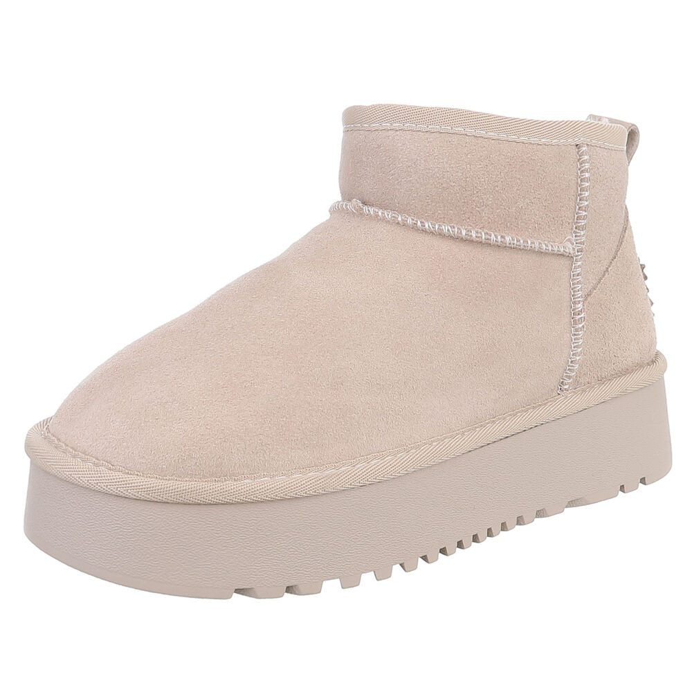Ital-Design Bequemer Plattform-Echtleder-Schuh für Alltag und Freizeit Снегоходы (90471207) Flach Plateaustiefeletten in Beige