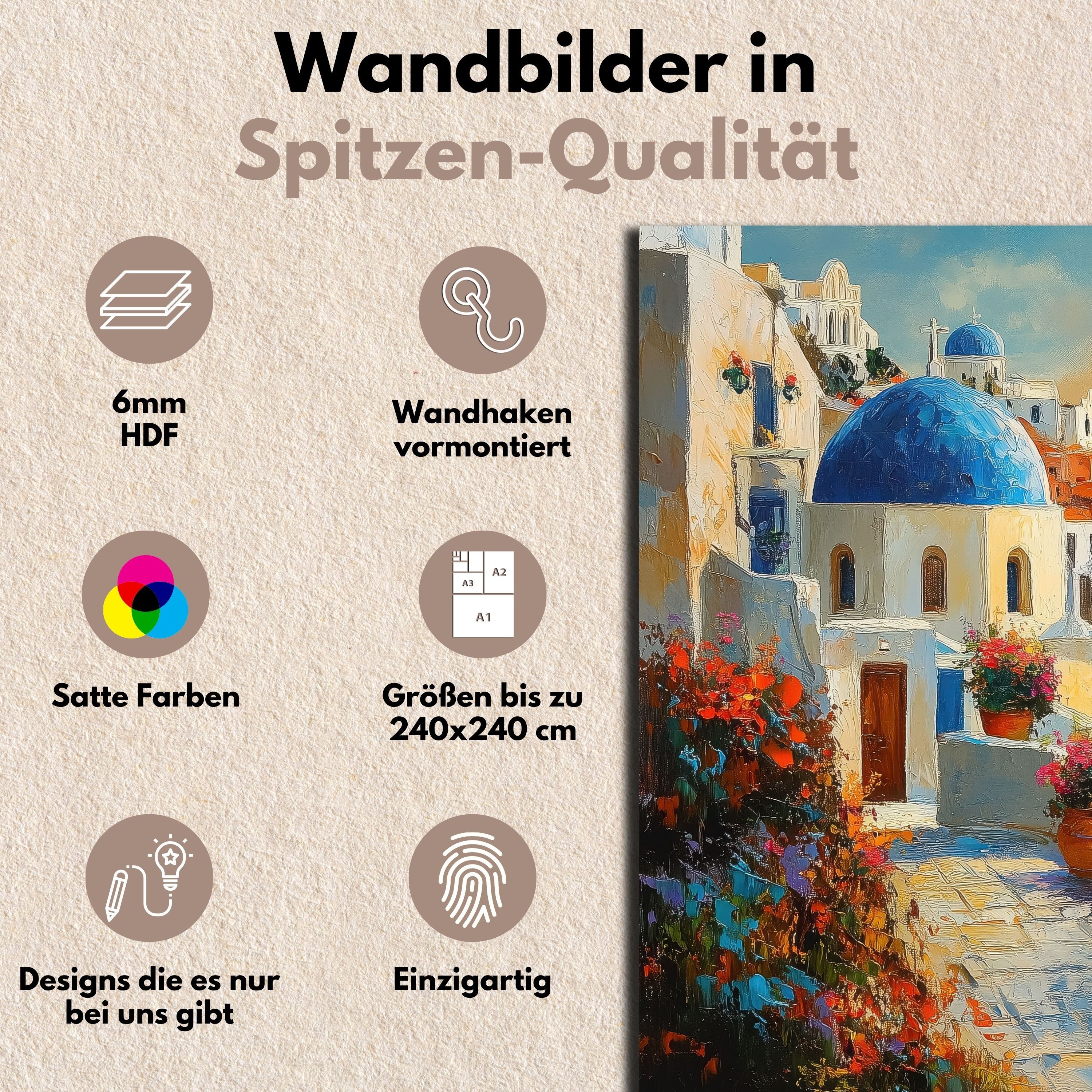 DARO Design Leinwandbild Modern Abstrakt Wandbilder XXL Wandbild Wand Deko Leinwand Bilder, (Griechenland Santorini - Bild groß Wohnzimmer Schlafzimmer Küche Esszimmer Einteilig Querformat Fotodruck Leinwände Wanddeko Abstrakte Kunst Boho), 30x20 cm