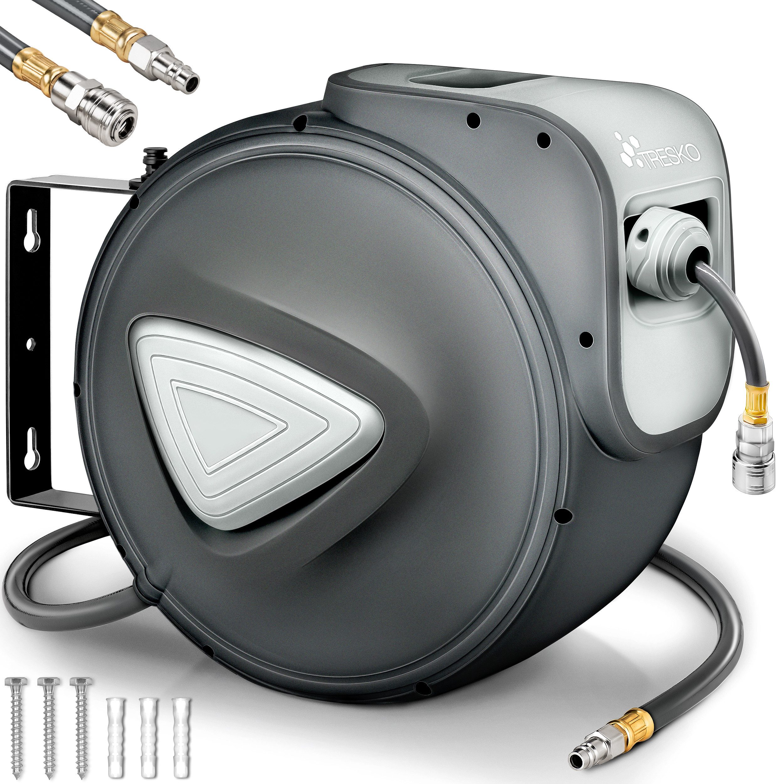 TRESKO Schlauchbox Druckluftschlauch Aufroller Automatik 10 - 30m, Druckluftschlauch-trommel