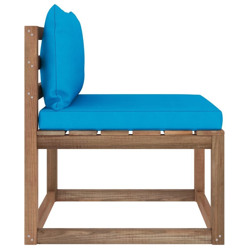 vidaXL Loungesofa Outdoor-Mittelsofa Paletten Blau, Hellblau 1 Kissen Teile mit in