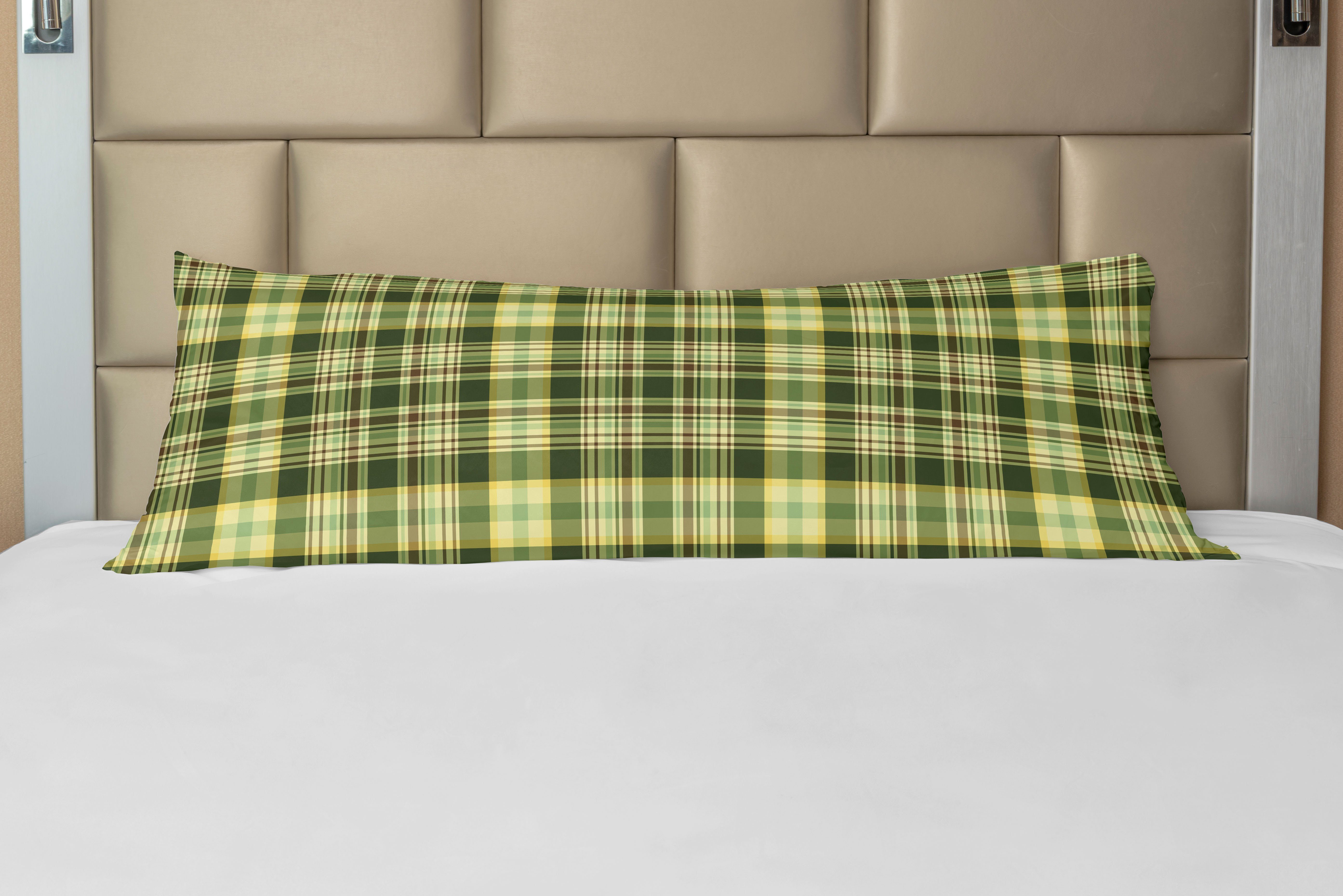 Seitenschläferkissenbezug Deko-Akzent Langer Kissenbezug, Abakuhaus, olivgrün Scottish Quilt