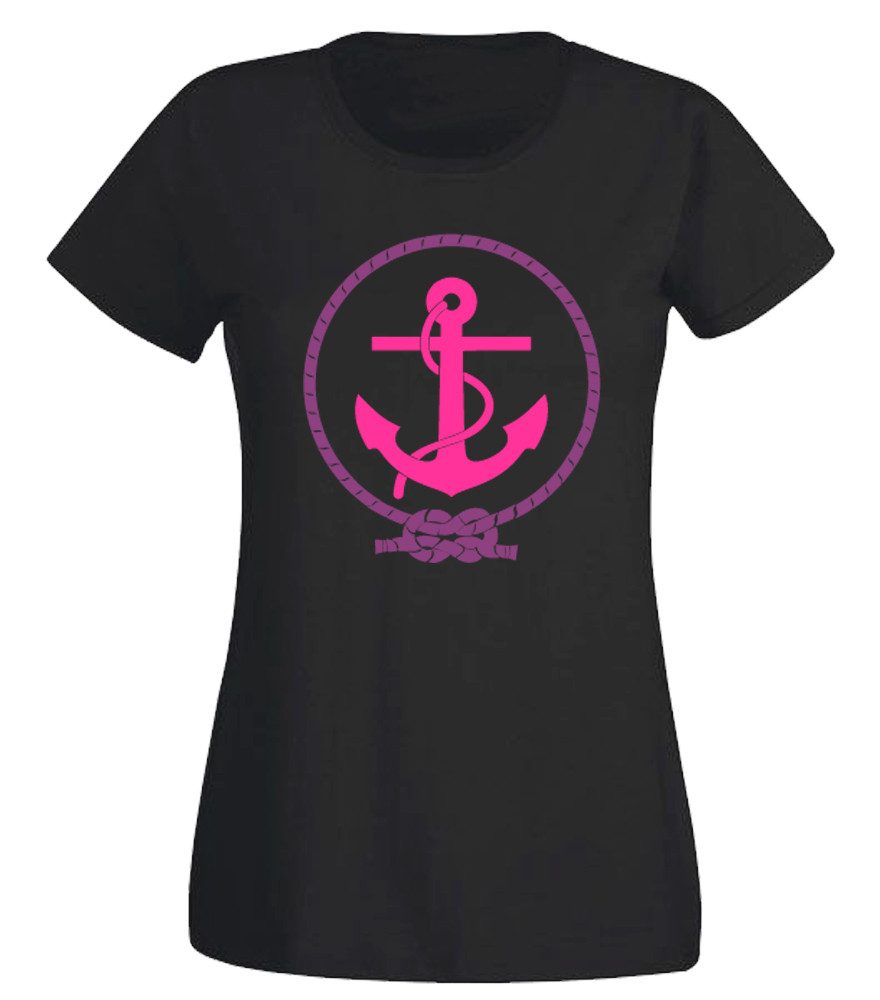 G-graphics T-Shirt Anker mit Segeltau Slim-fit Damen T-Shirt aus unserer Pink-Purple-Collection