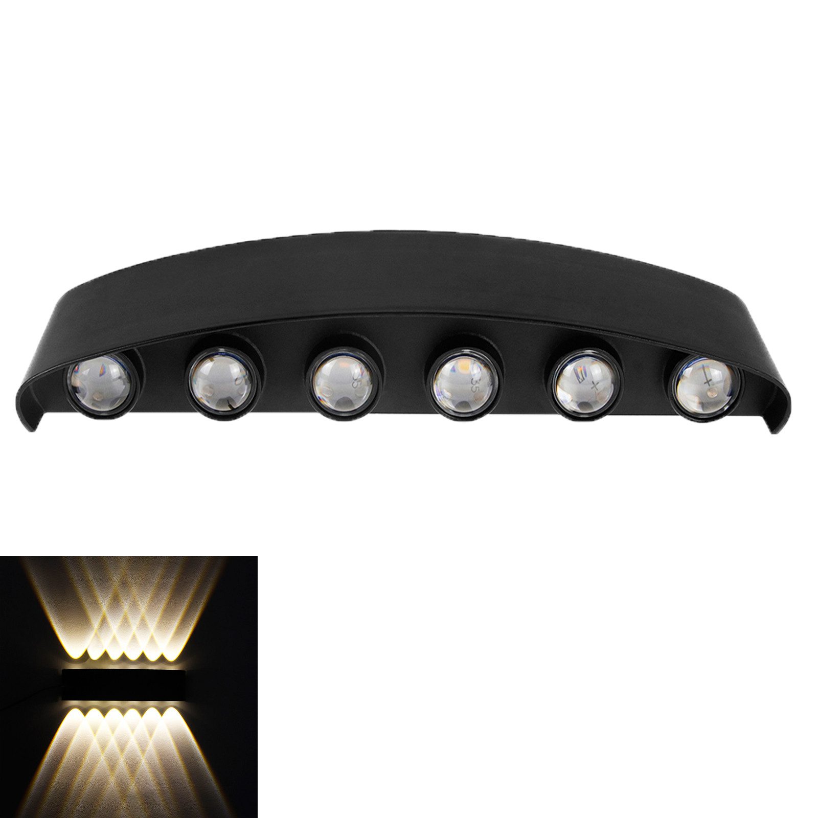 MUPOO LED Wandstrahler LED Wandleuchte Auf&Ab Wand Прожекторы Aluminium Wandlamp Hügel Spotlamp, 12 W, LED fest integriert, Up Down Wandstrahler