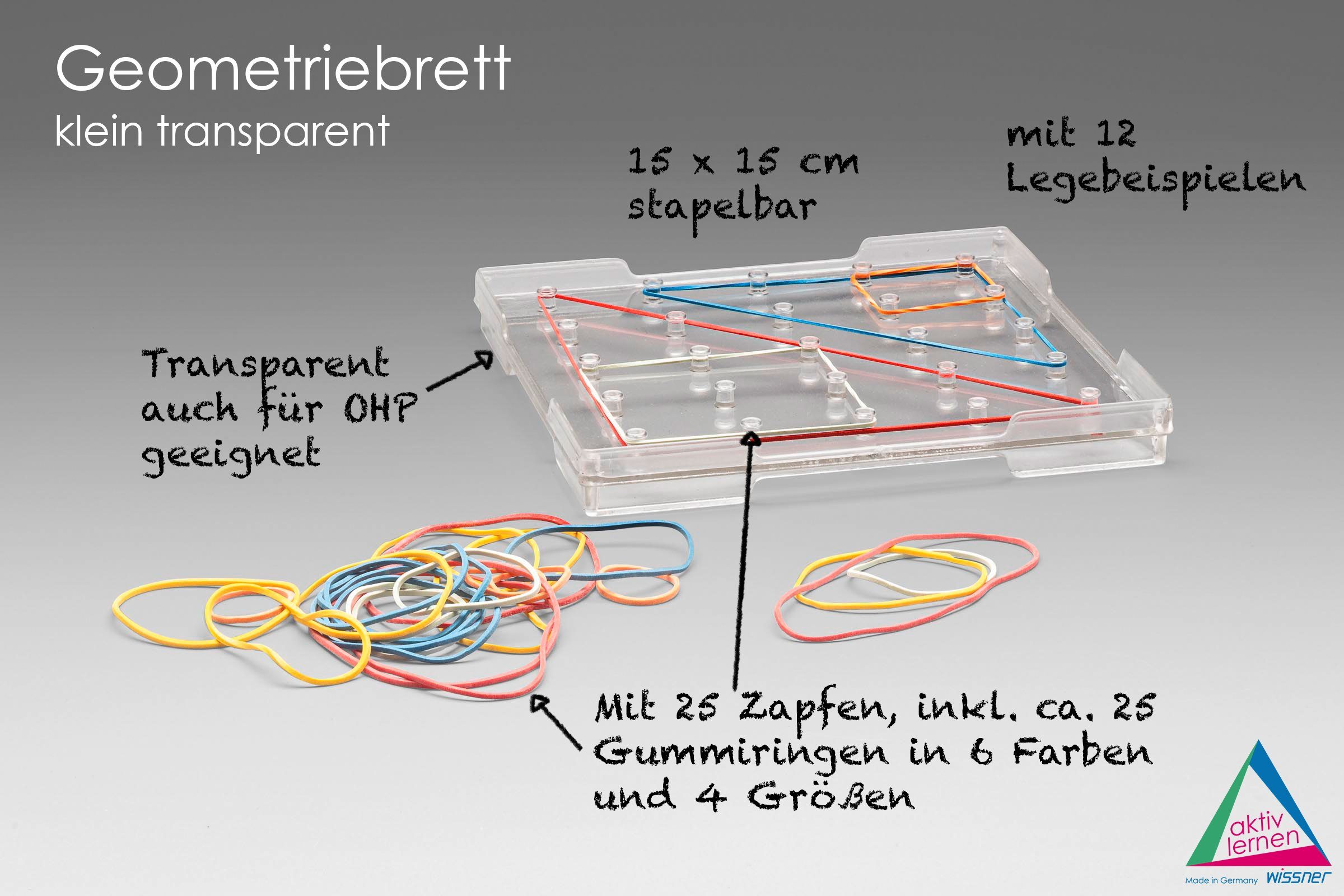 Wissner® aktiv lernen Lernspielzeug Geometriebrett klein transparent, Geobrett Mathe lernen RE-Plastic® (62-St), RE-Plastic®