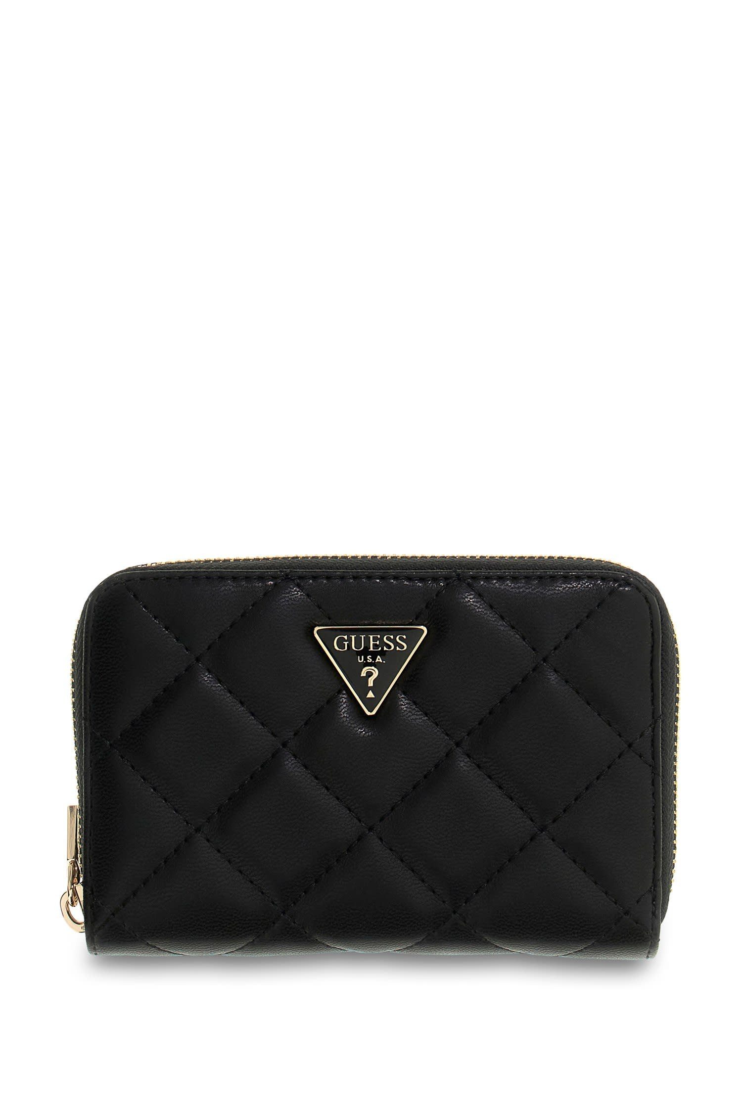 Guess Geldbörse JULIET SLG MEDIUM ZIP AROUND, Damen Geldbeutel, Portemonnaie mit goldfarbenem Guess-Logo