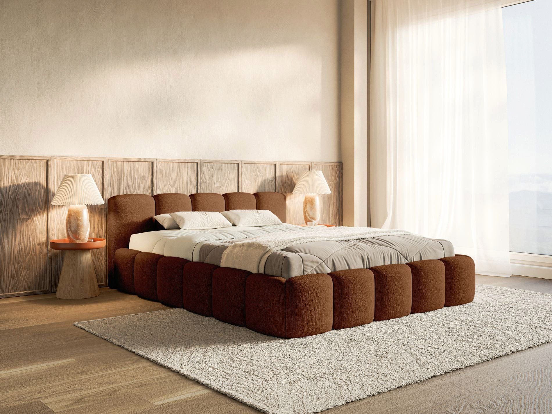 Selsey Polsterbett CLOUDY LOW, Bouclé, Chenille oder Velours, mit/ohne Bettkasten, 140–200 cm