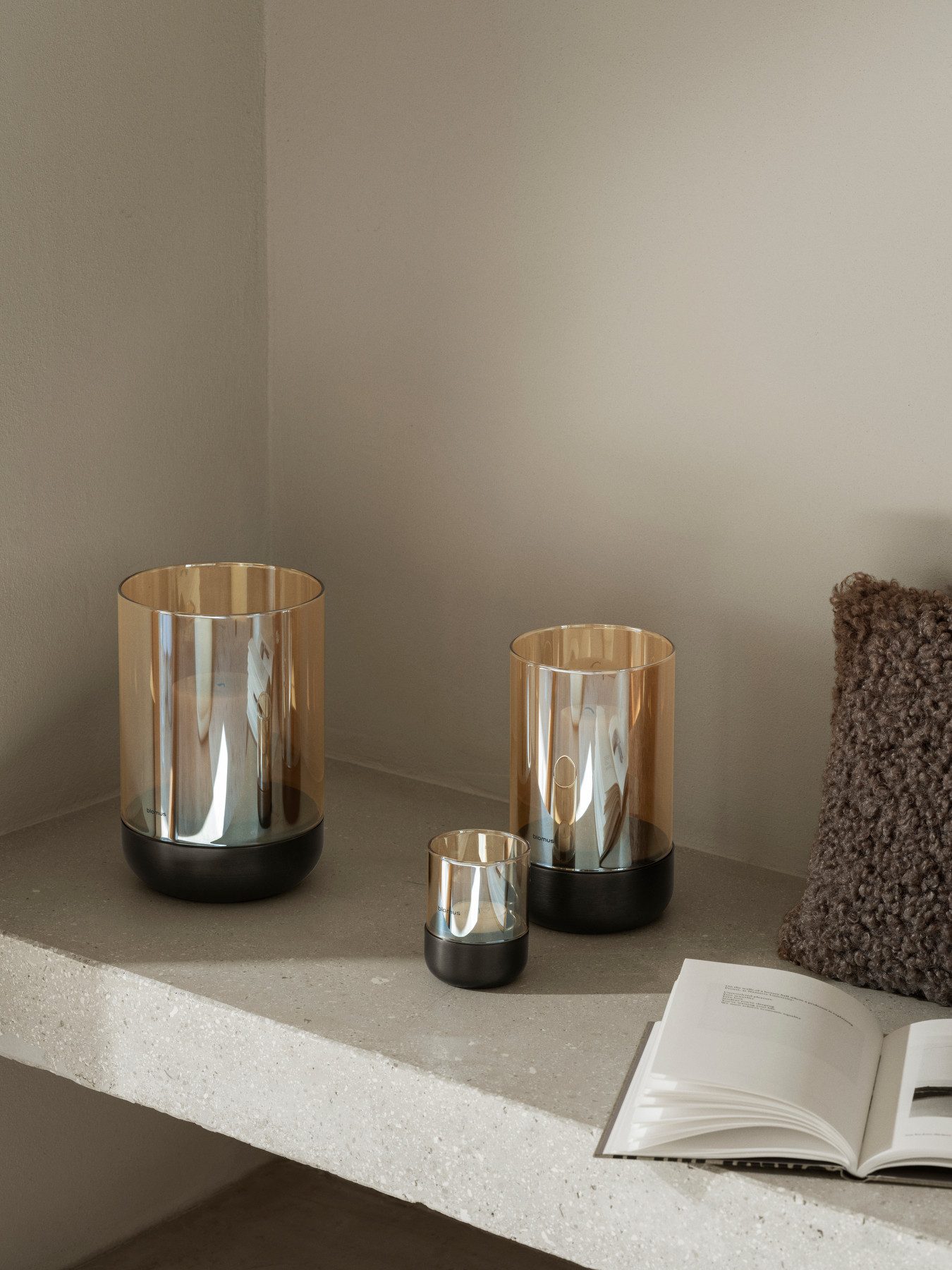 blomus Windlicht -CALMA- Kerzenhalter, Stimmungslicht: Design Edelstahloptik matt (1 St., 2er Set bei XS-Version), Glas/Edelstahl Kombination