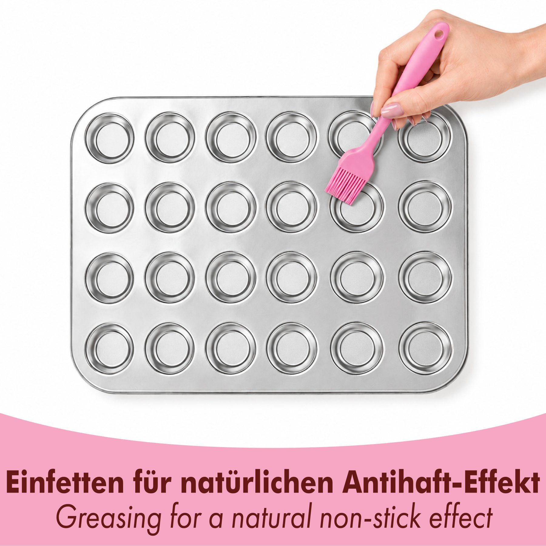 immer Muffinform Backform Set Muffinform Edelstahl: Muffinblech 24er Mini-Muffins, (Muffinblech-Set 2-tlg)