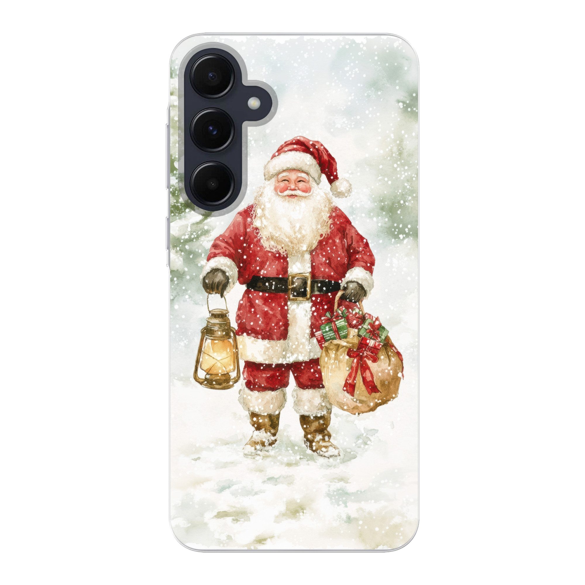 MuchoWow Handyhülle für Samsung Galaxy A55 Weihnachtsmann - Winter - Schnee - Weiß - Rot, Phone Case, Silikon, Schutzhülle Dünn