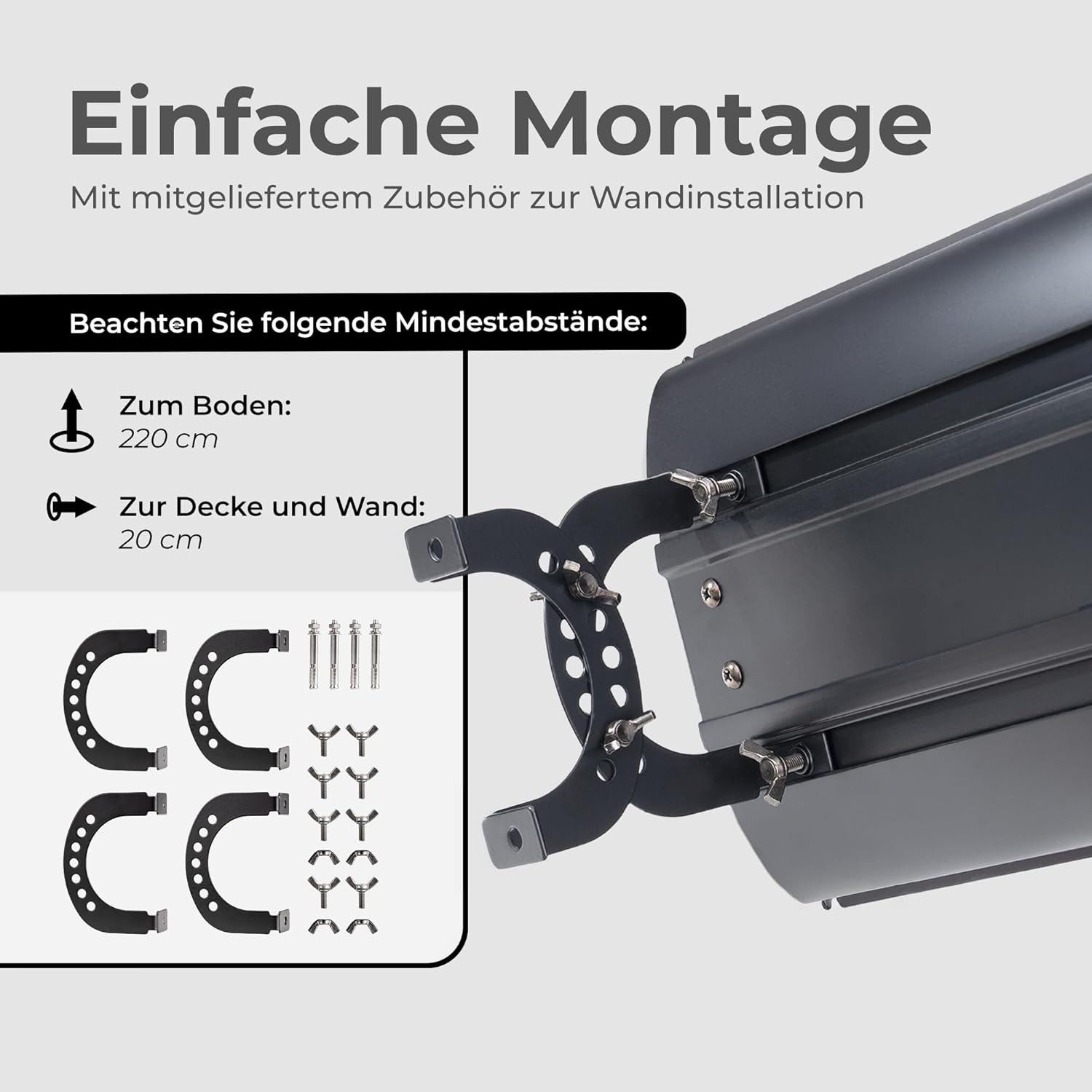 KLAMER Infrarotheizung Infrarotheizung 2600 W – WLAN Heizstrahler mit App, Smart-Steuerung, Fenster-offen-Erkennung, Überhitzungs- und Kippschutz – Bild 4 von 5