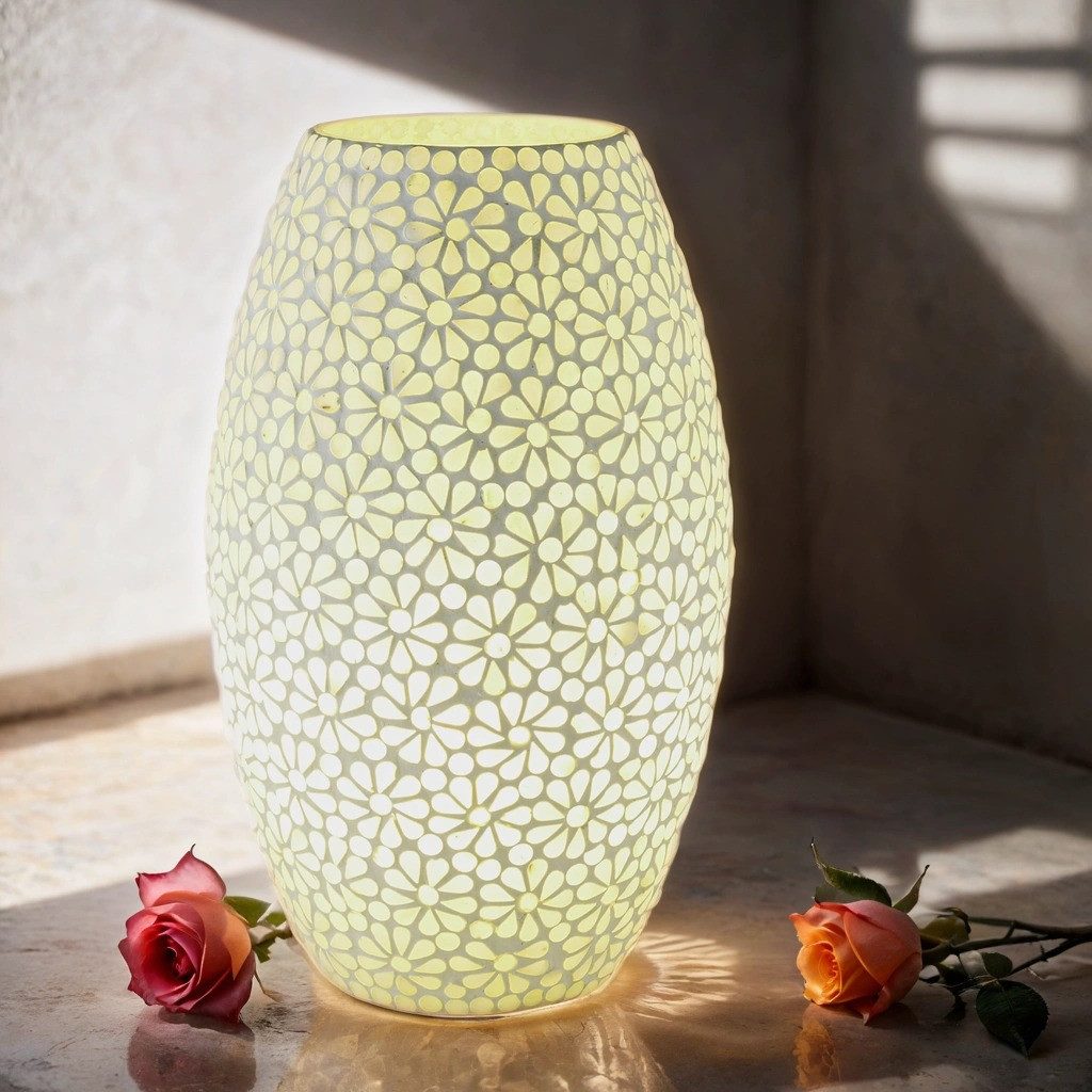 Marrakesch Orient & Mediterran Interior Nachttischlampe Boho Deko tischlampe Nachtischlampe aus Glas Mosaik Tiaga -1-, Handarbeit