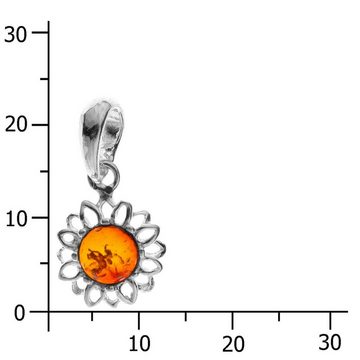 OSTSEE-SCHMUCK Kettenanhänger - Blüte 12 mm - Silber 925/000 - Bernstein (1-tlg)