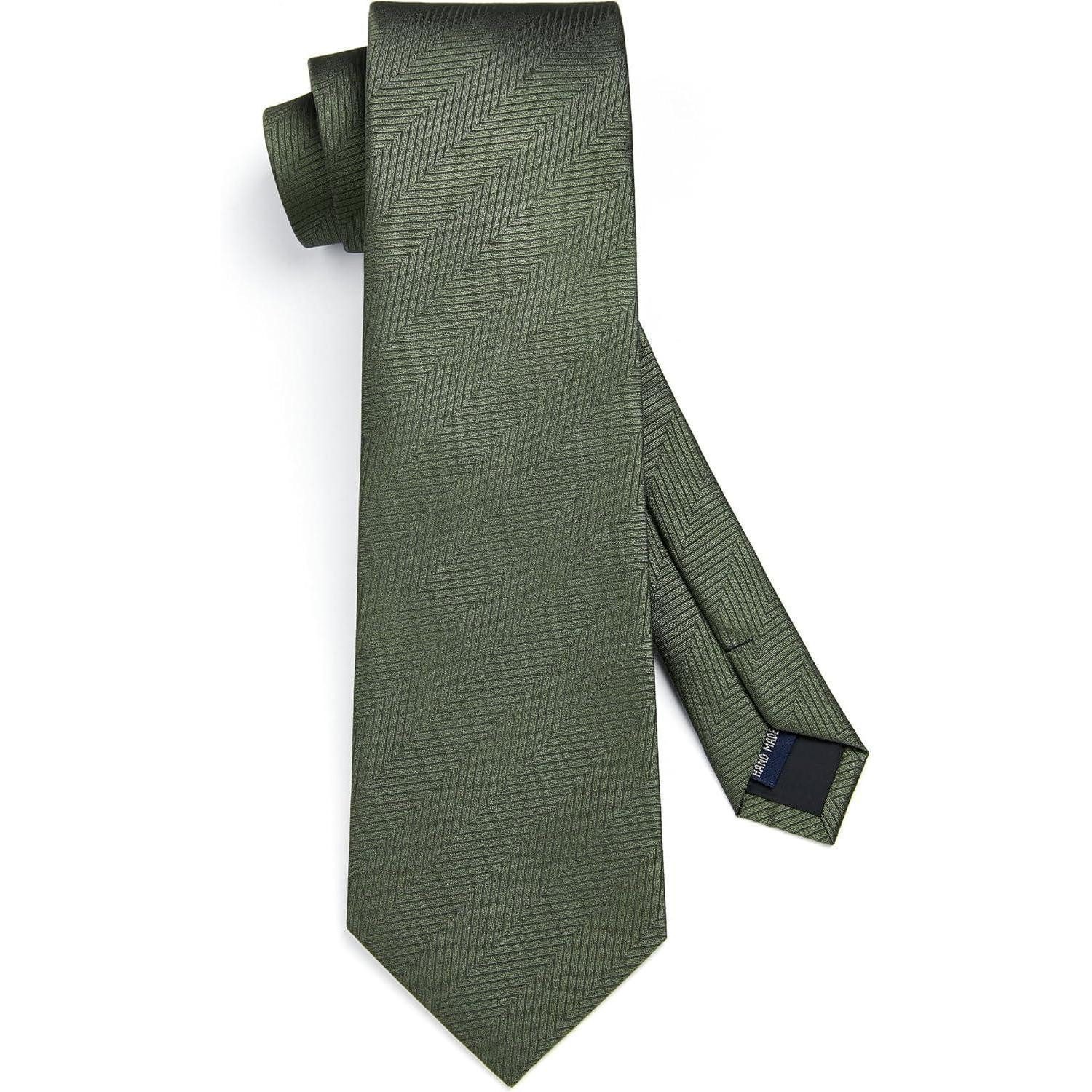 LuxusKollektion Krawatte Krawatte Herren Einstecktuch Set Hochzeit Einheitsgröße Olivgrün – Bild 4 von 5
