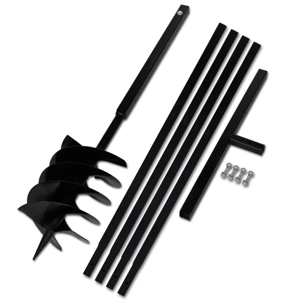 vidaXL Handerdbohrer 200 mm Erdbohrer mit Griff 200 mm Verlängerungsrohr 5 m