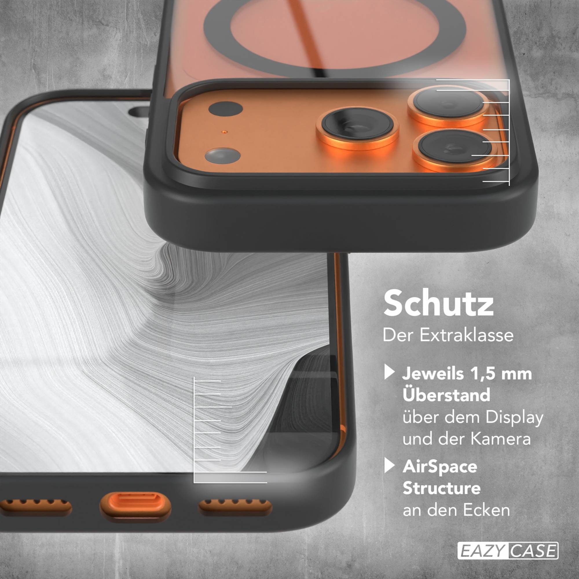 EAZY CASE Handyhülle Transparente Hülle mit MagSafe für iPhone 17 Pro 6,3 Zoll, Qi Charging kompatibel, Silicon Case, Slimcover Displayschutz, Schwarz – Bild 4 von 5