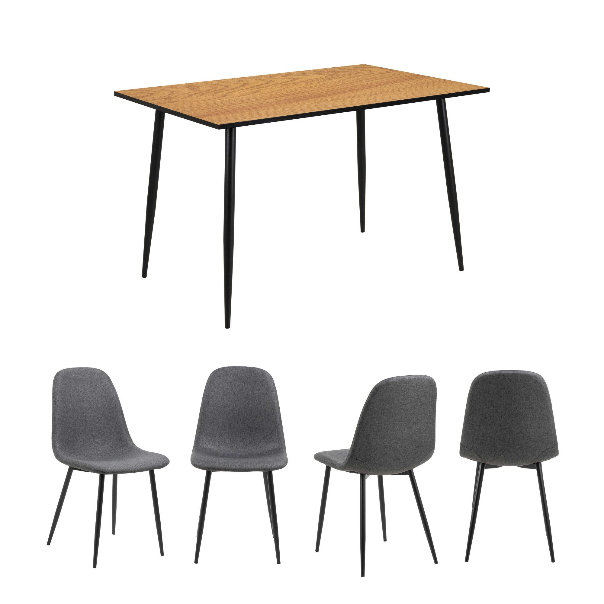 Esszimmer-Set Esspruppe, Speisetisch mit Wohnzimmerstühlen
