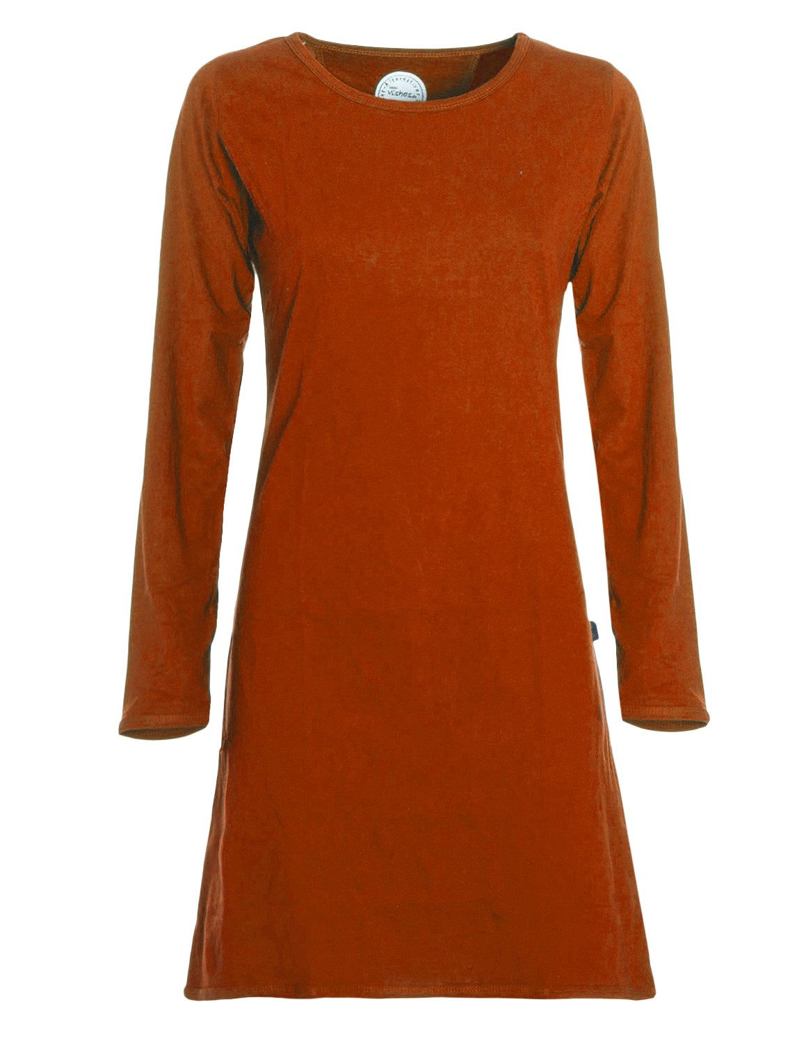 Vishes Jerseykleid Langarmkleid Damen Einfarbig A-Linie Baumwoll-Jersey Alternative Mode, Boho, Hippie, Ethno, Festival