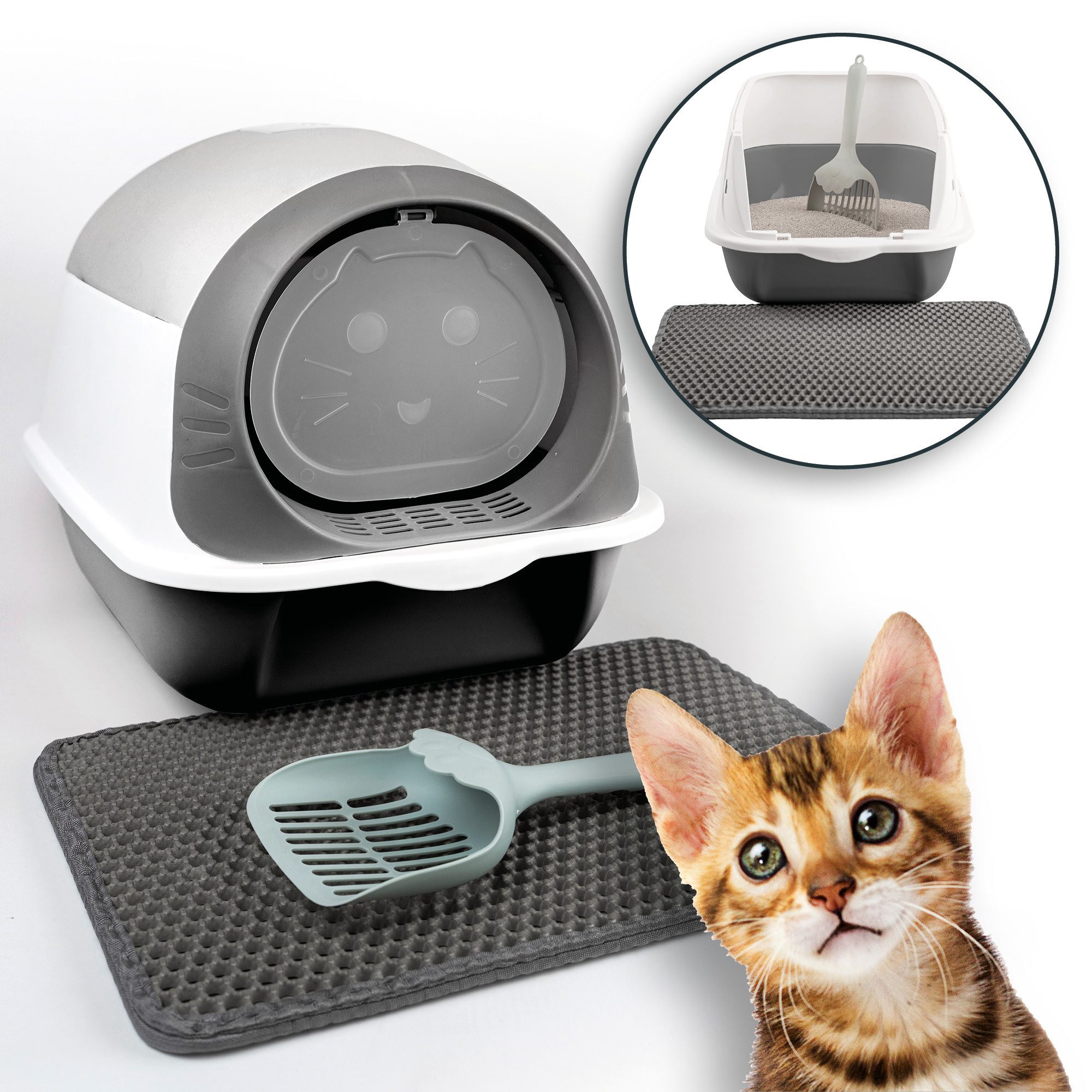 LINUMA Katzentoilette Katzenklo mit Deckel, Streumatte und Schaufel abnehmb günstig online kaufen