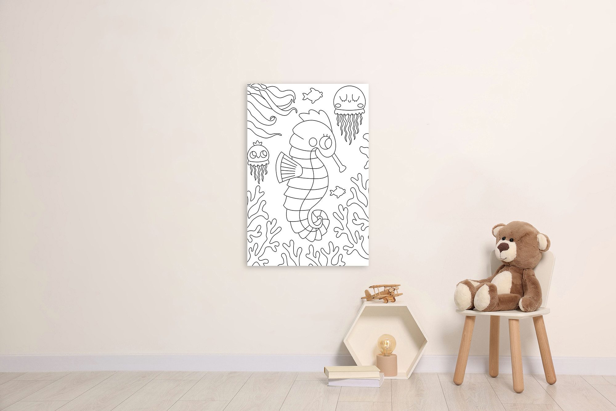 queence Bild Seepferdchen und Quallen, Figuren, Fisch & Meeresfrüchte, Mädchen, Märchenbilder, Unterwasserwelt, Wassertiere, klassische Fantasie (1 St), DIY Wandbild aus Dibond