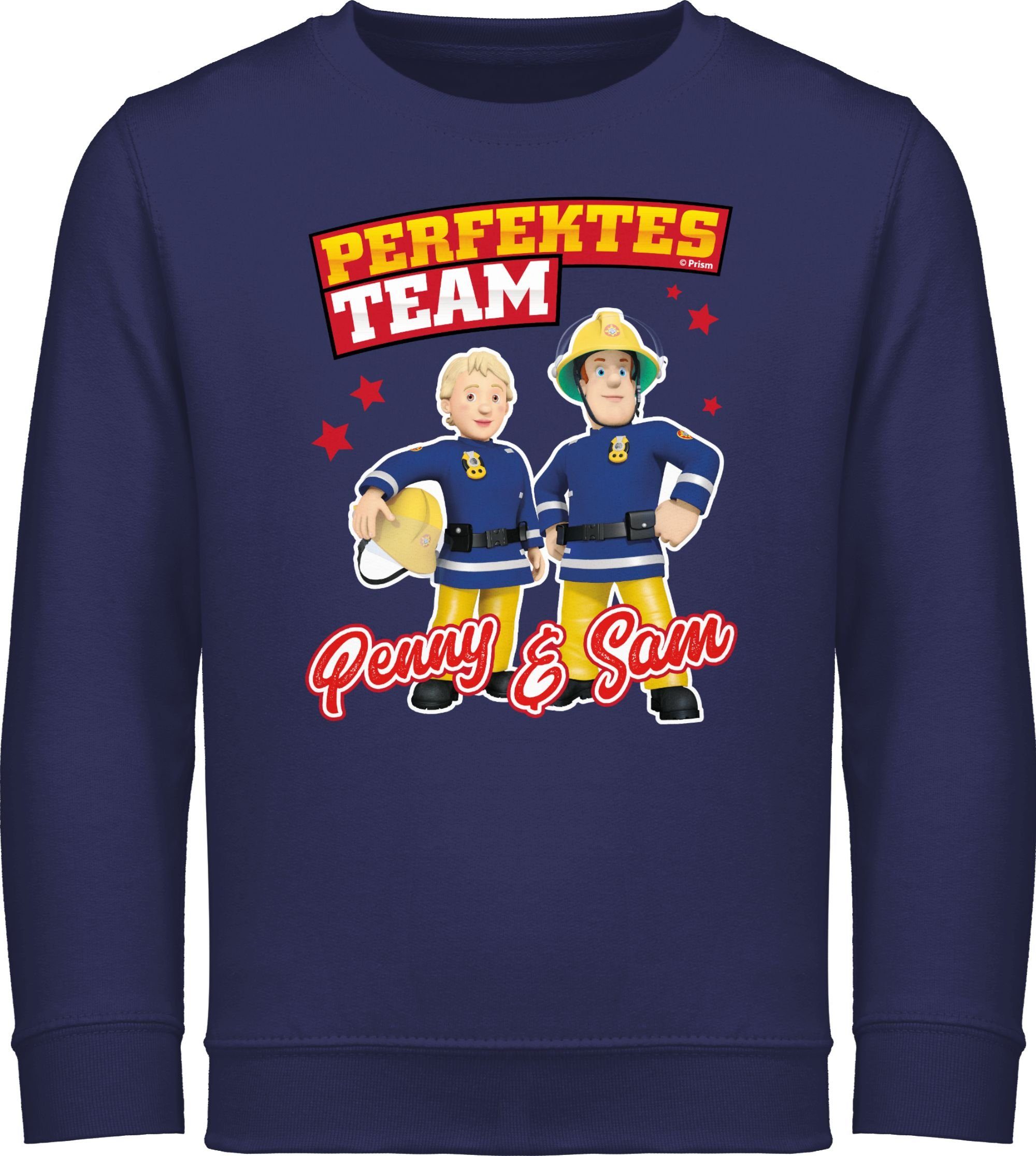 Shirtracer Sweatshirt Perfektes Team - Penny & Sam Feuerwehrmann Sam Mädchen 1 Navy Blau