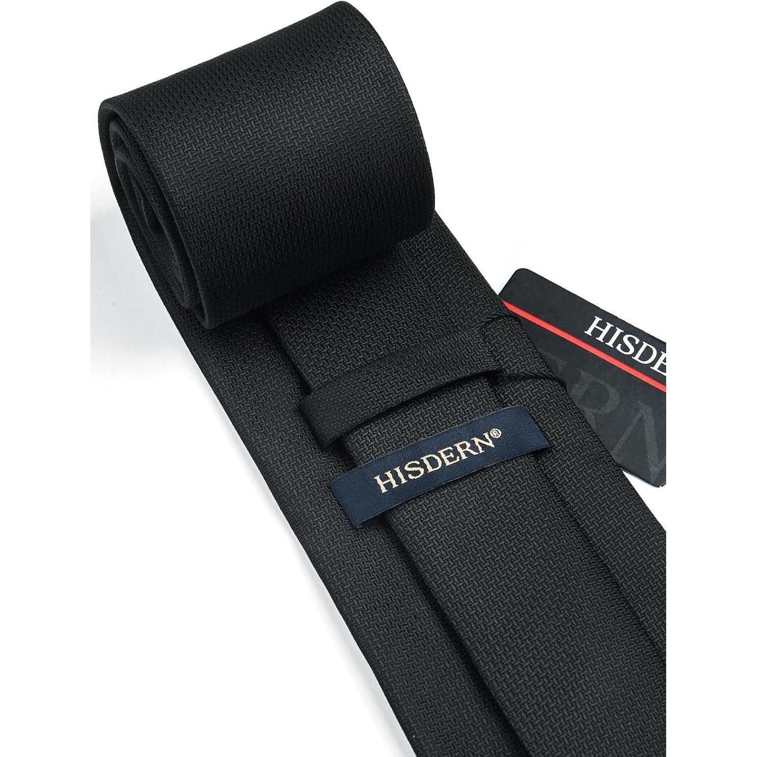 LuxusKollektion Krawatte Krawatte Herren Hochzeit Einstecktuch Manschettenknöpfe Schwarz-2
