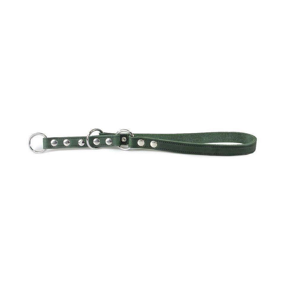 Das Lederband Hunde-Halsband Zughalsband mit Stop Weinheim Hunting Green