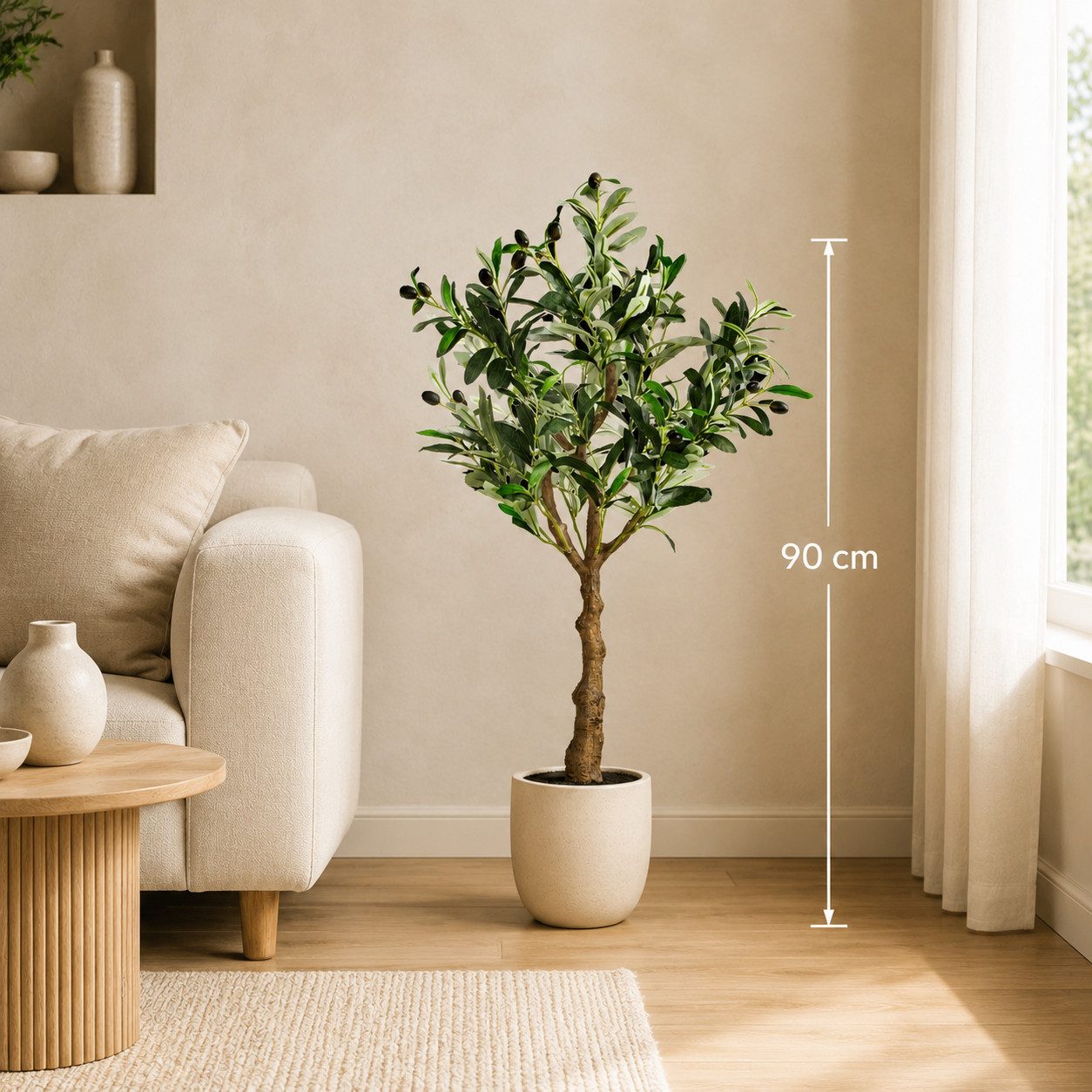 Kunstpflanze Künstliche Pflanzen, Große Kunstpflanzen im Topf Olive, Monstera, Yucca, Agave, Palmfarn, Geigenfeige, PASCH, wie echt
