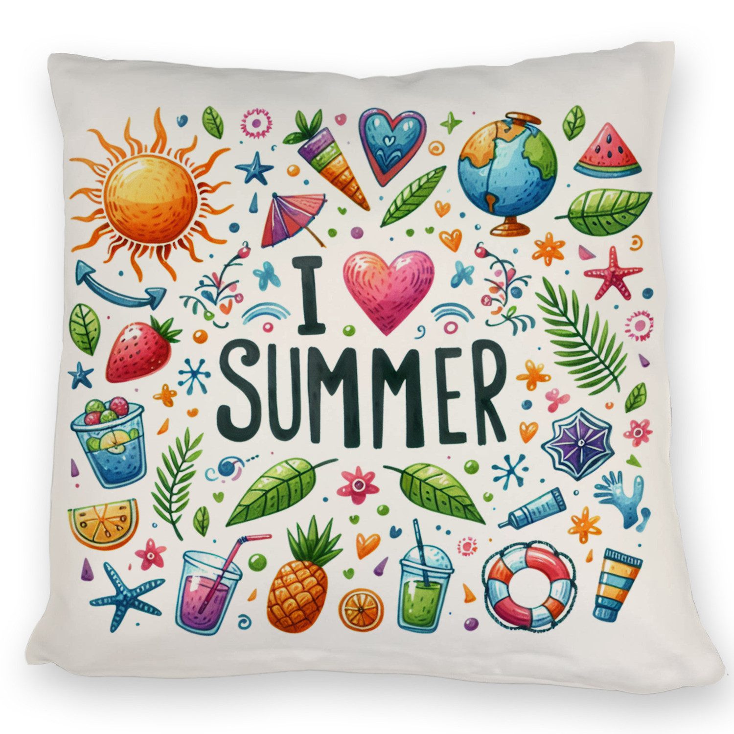 speecheese Dekokissen Sommer Kissen mit Spruch I love summer