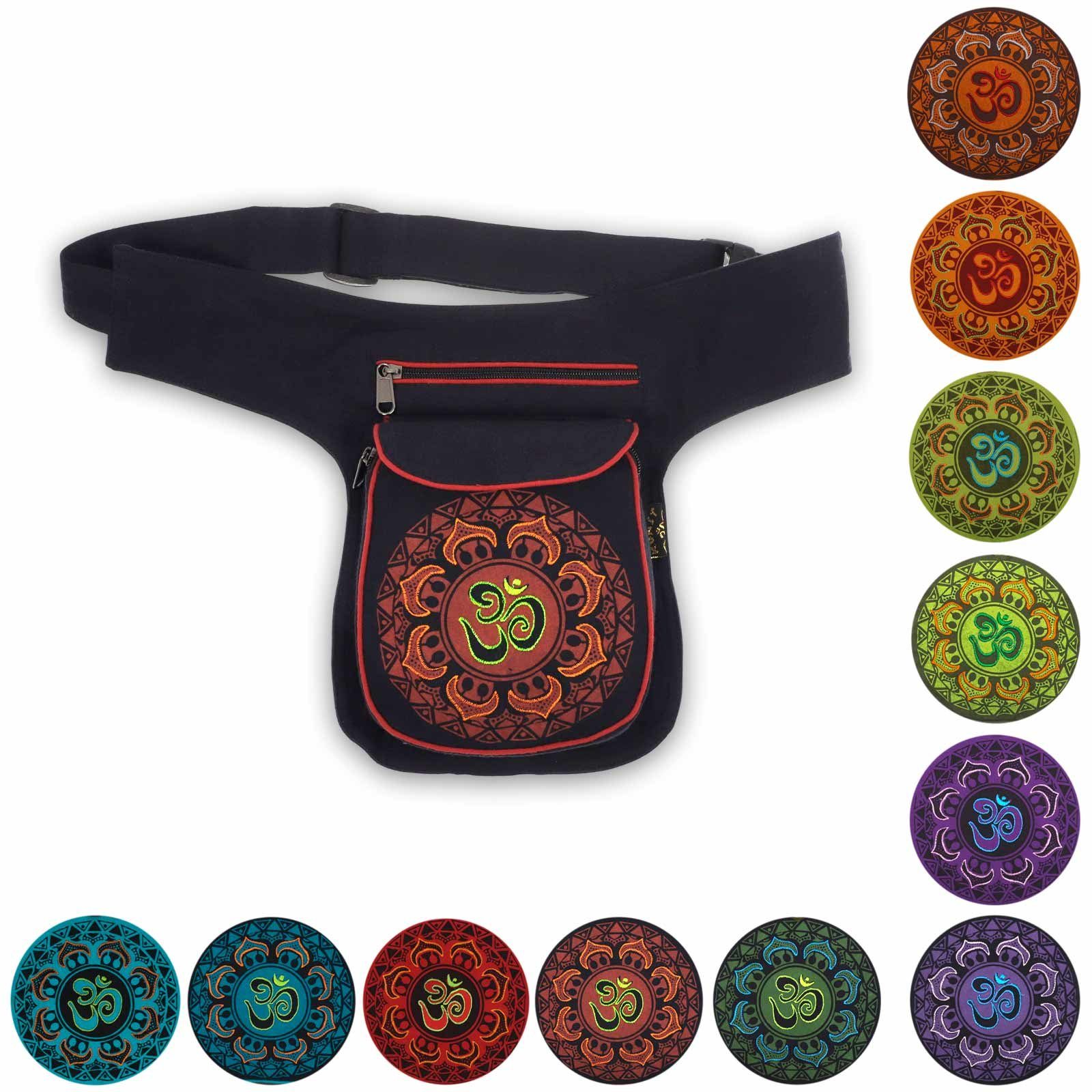 KUNST UND MAGIE Bauchtasche OM Mandala Bauchtasche Hüfttasche Mandala Gürteltasche Sidebag Schwarz / Rot