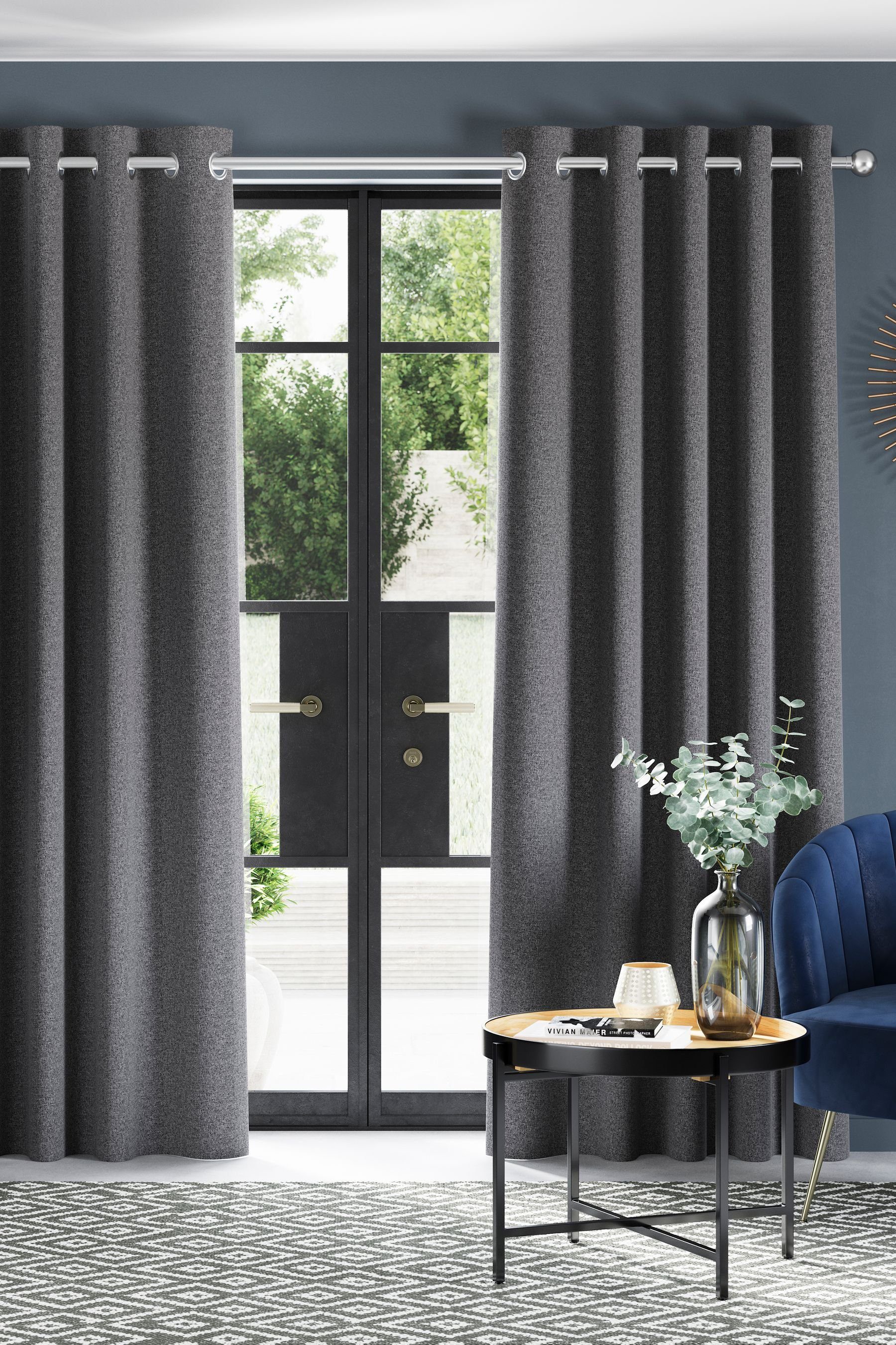Vorhang Weiche, melierte Vorhänge, Next, (2 St) Charcoal Grey | Gardinen-Sets