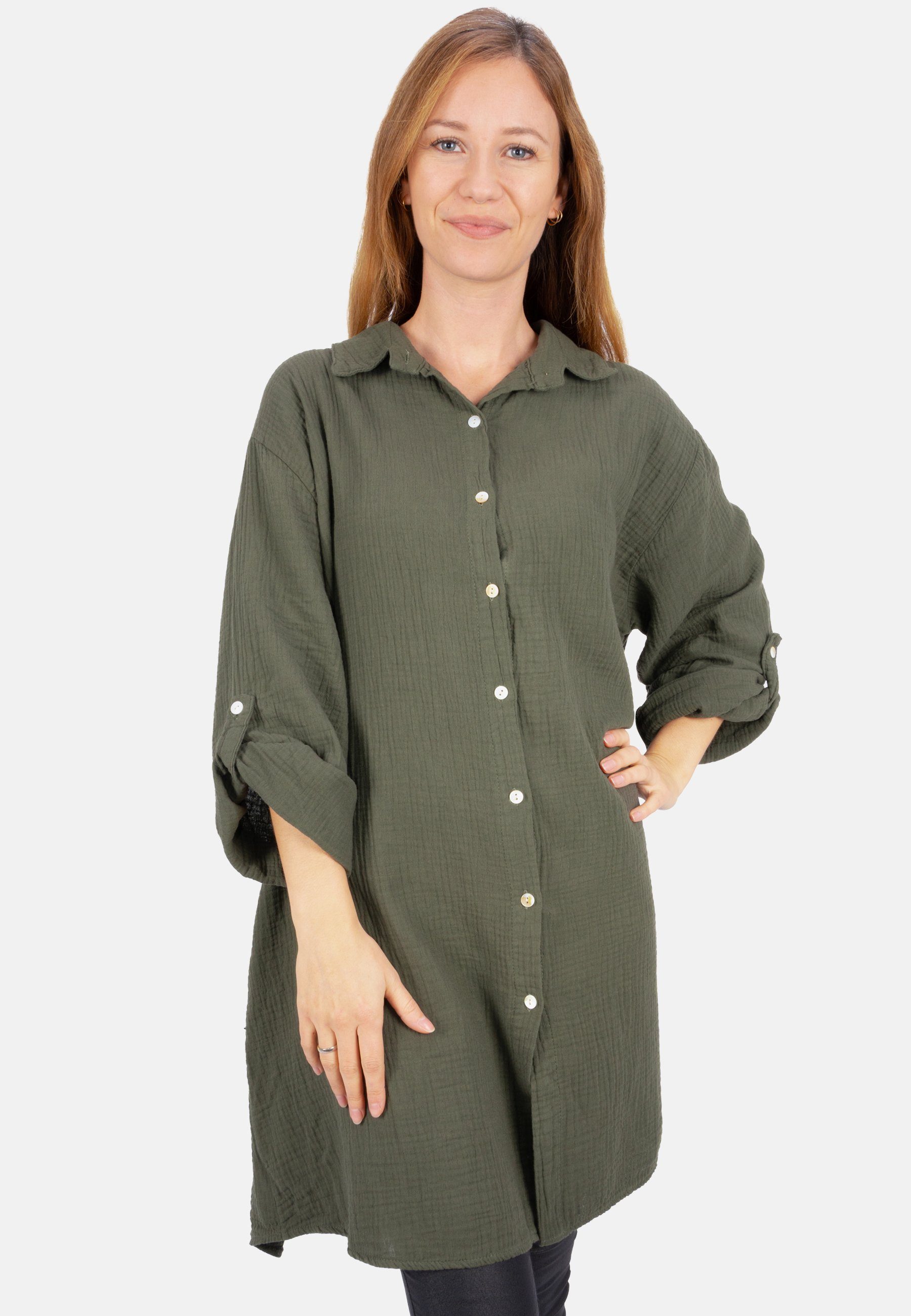 Seasons of April Hemdbluse Oversized Musselinbluse günstig online kaufen