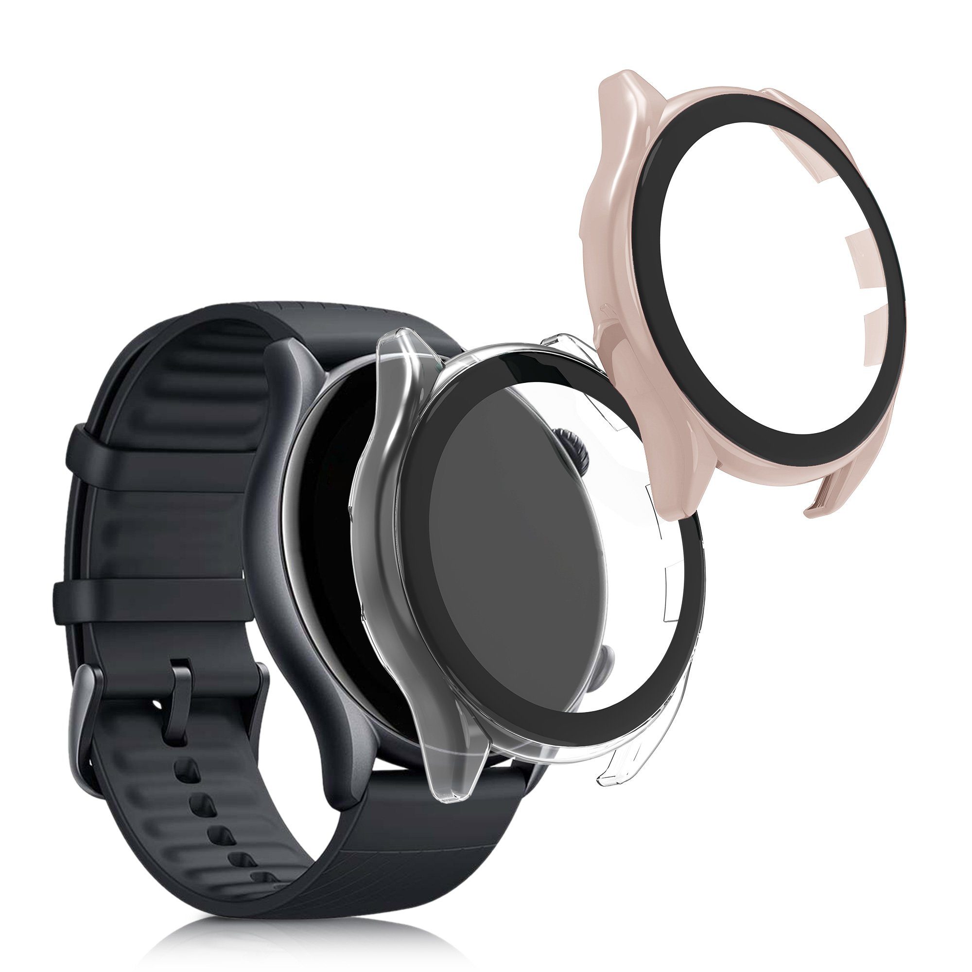 kwmobile Smartwatch-Hülle 2x Hülle für Huami Amazfit GTR 3 / GTR 3 Pro, Fullbody Fitnesstracker Glas Cover Case Schutzhülle Set
