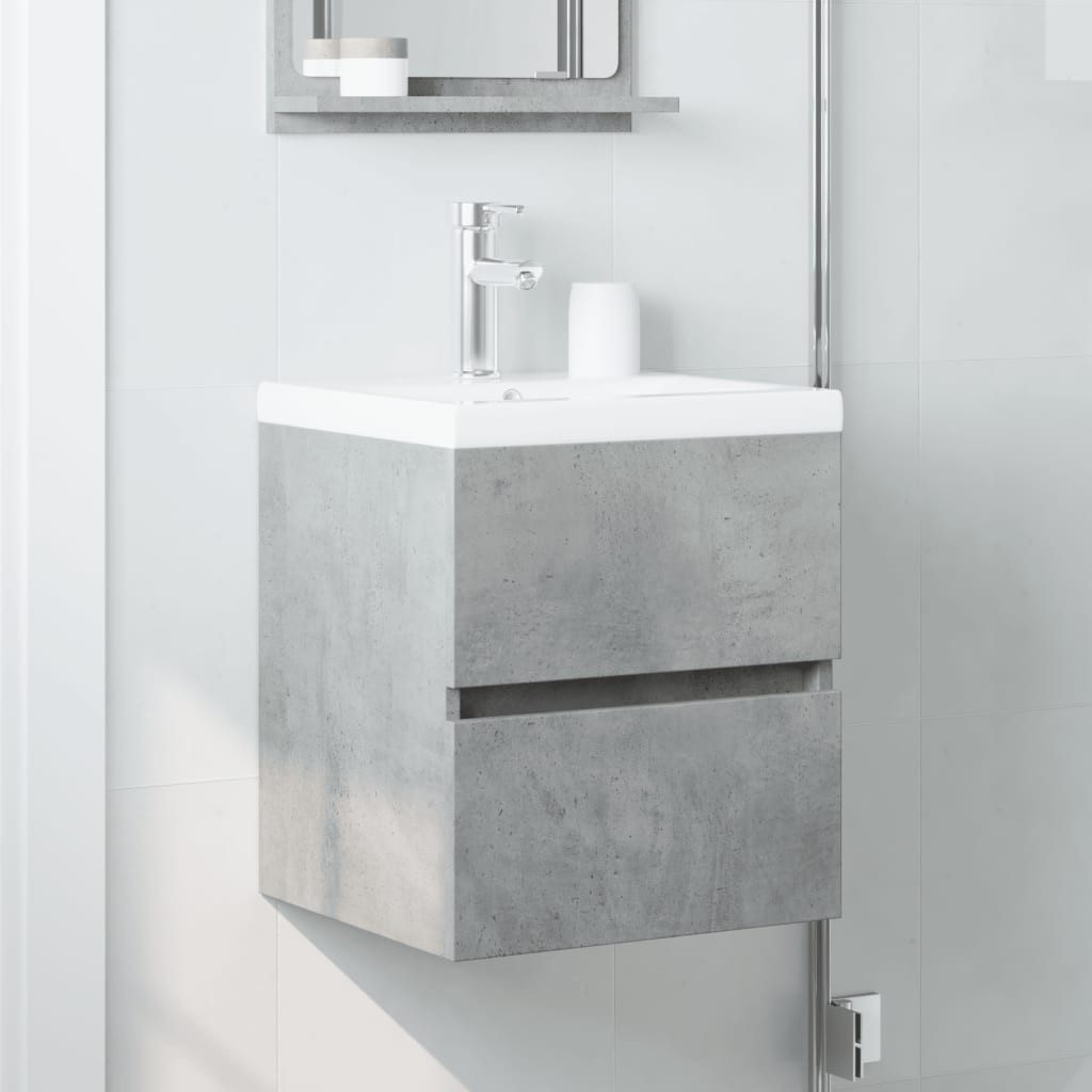 vidaXL Badezimmer-Set Waschbeckenunterschrank Betongrau 41x38,5x45 cm günstig online kaufen