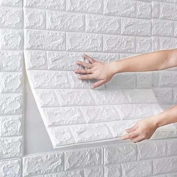 Henreal 3D-Wandtattoo Wandaufkleber Steinoptik Wasserdicht,10 Stücke 35 * 38CM Weiß 1.3m²