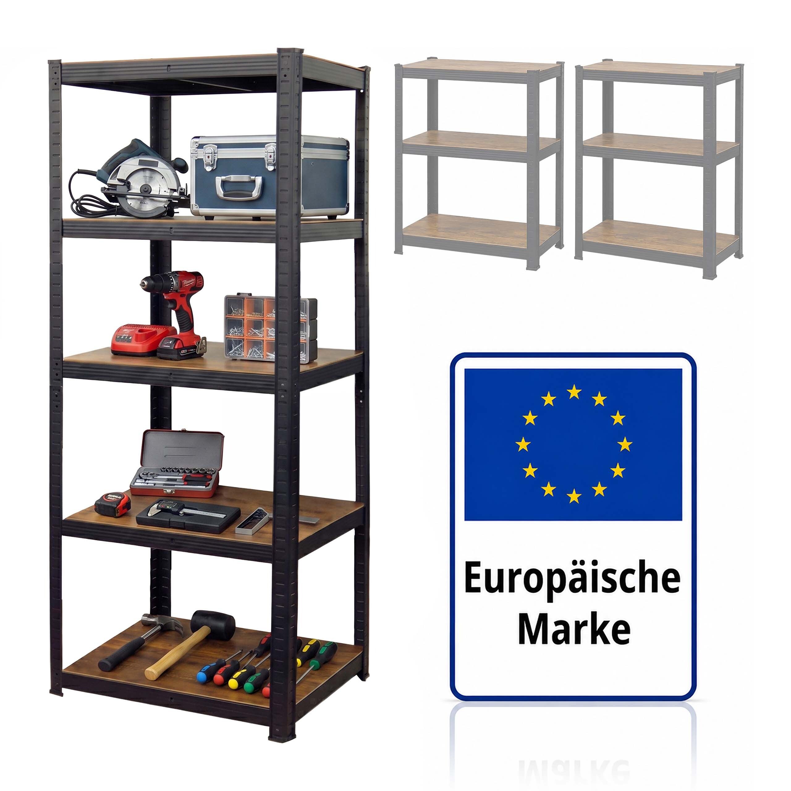 relaxdays Schwerlastregal Industrial 500 kg, 1-tlg., 60 x 80 x 200 cm