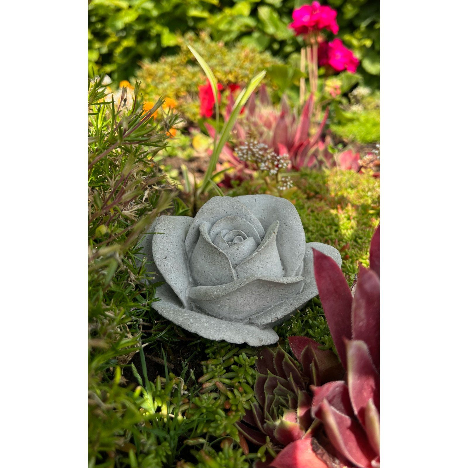 ZGM ROSA, für Betonfigur Garten Haus handgefertigte Gartenfigur Dekoration Rose und